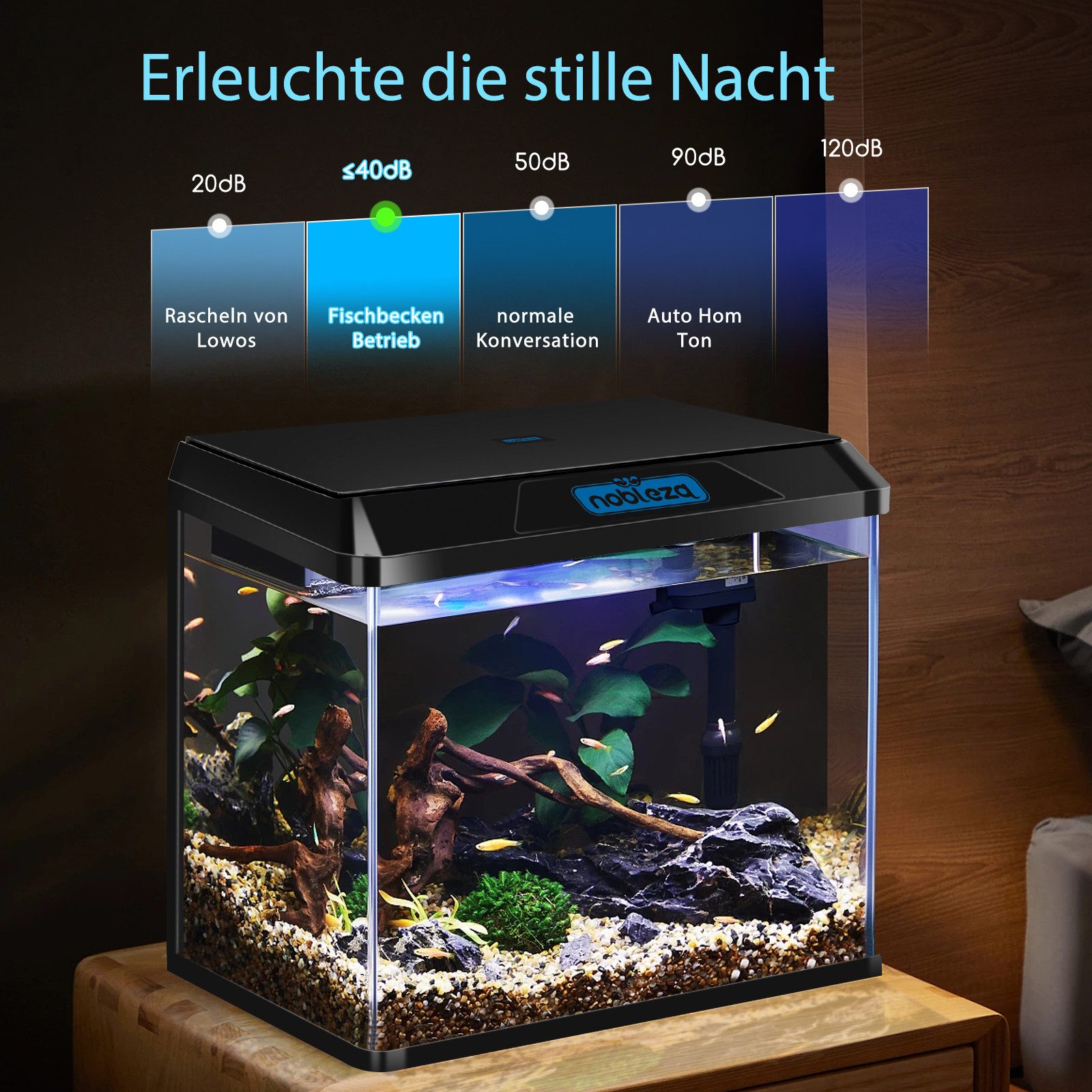 nobleza Aquarien-Set Aquarien-Set mit LED-Beleuchtung & Filtersystem 49.8*29*43.5CM