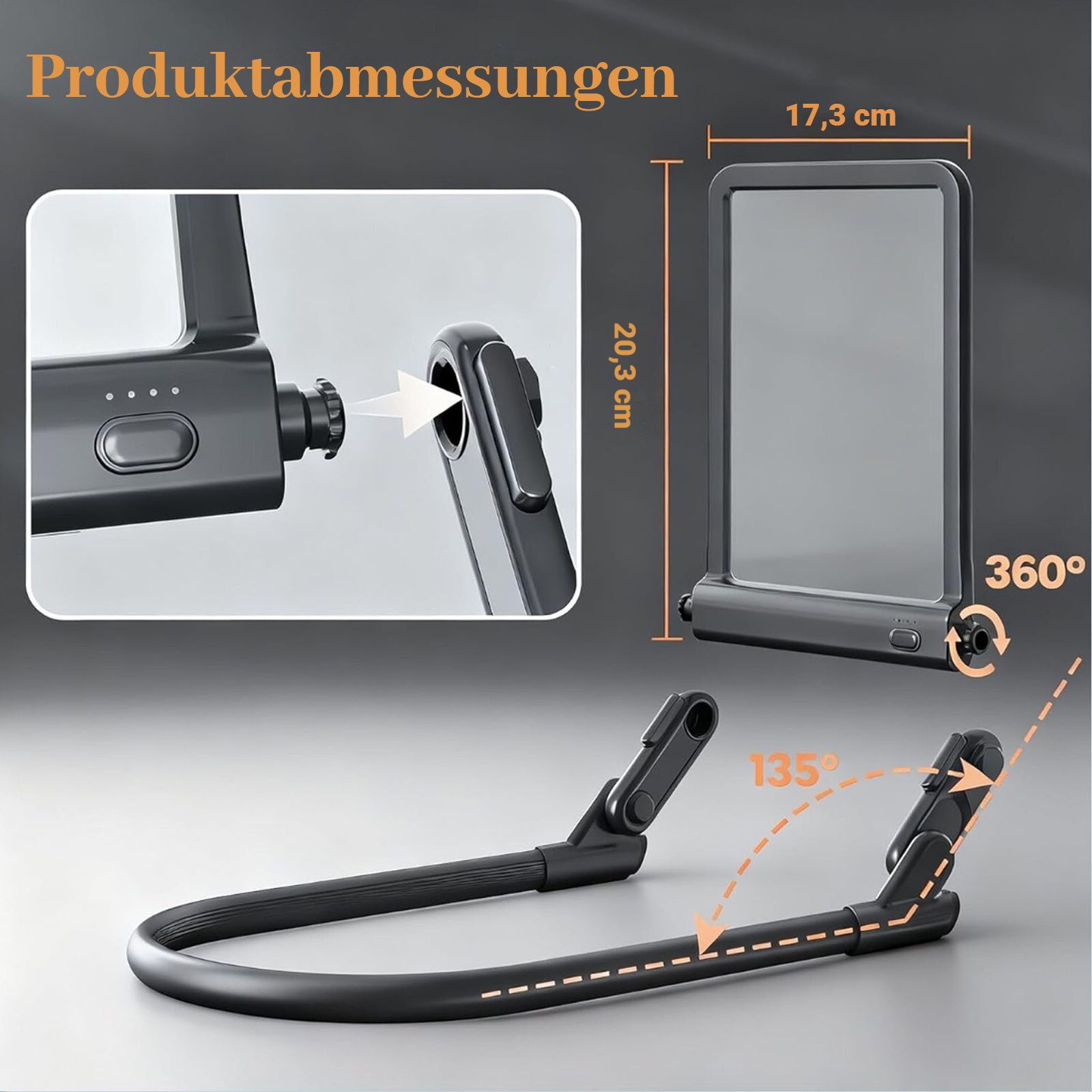 VIVIHEYDAY Umhängelupe 5X Wiederaufladbare Lupe mit Licht, Freihändige Leselupe mit Licht, für Senioren Groß, Flexible Schwanenhalslupe zum Lesen, Reparieren, Nähen, Sehschwäche, ältere Menschen