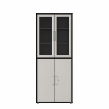 Maja Möbel Aktenschrank HOMEBASE Set 4 (Büromöbel-Set Arbeitszimmer Büro, Schreibtisch + Aktenregal + Highboard + Schrankwandkombination) hochwertige Metallgriffe