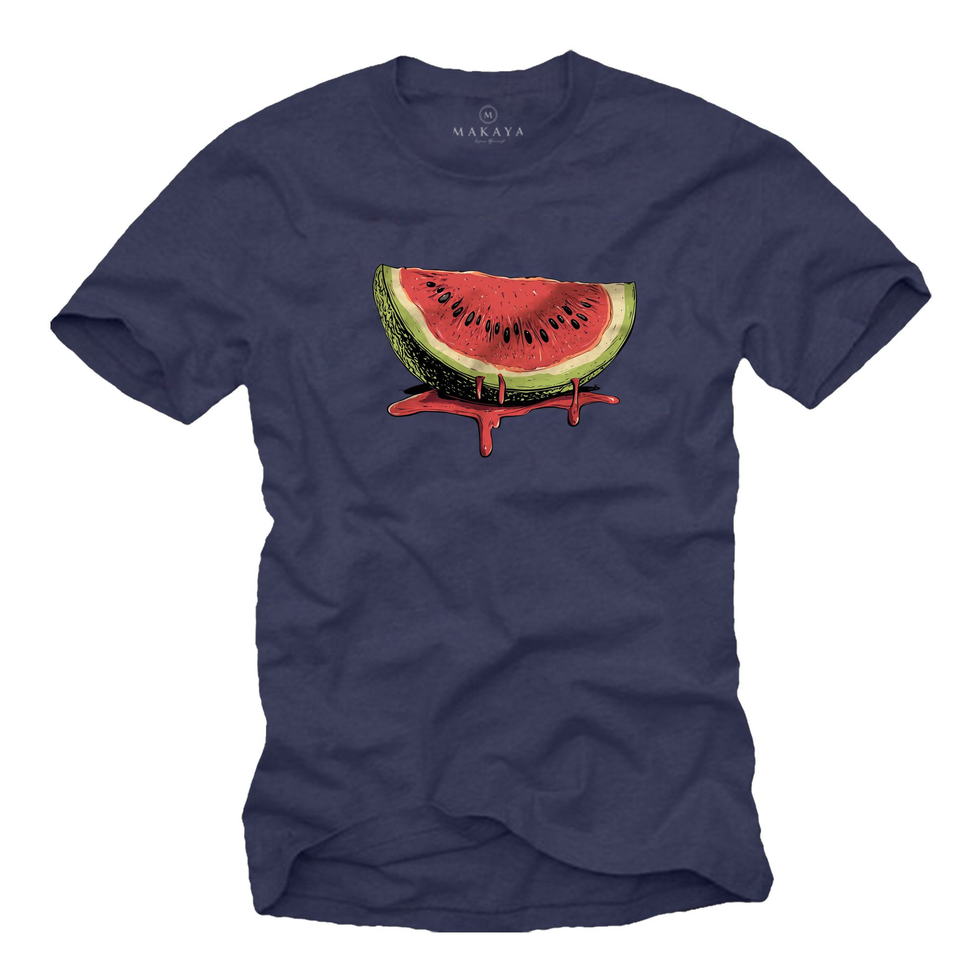 T-Shirt mit Wassermelone Melonen Print Watermelon Aufdruck Herren