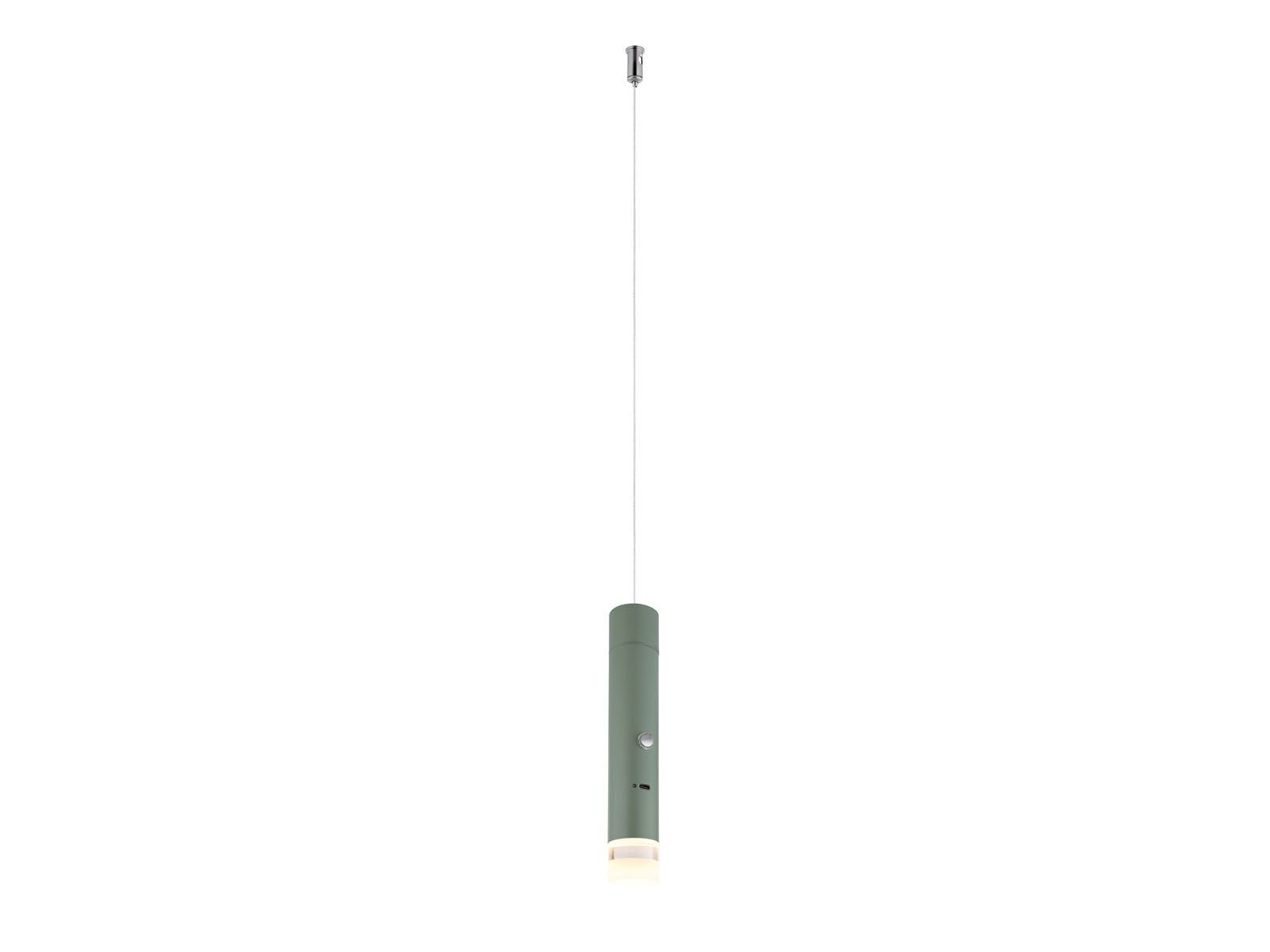 GLOBO LIGHTING LED Pendelleuchte, Dimmfunktion, LED fest integriert, Warmweiß, 2in1 Akku-Lampe Grün: Hängelampe einflammig & Taschenlampe, Ø 3,8cm