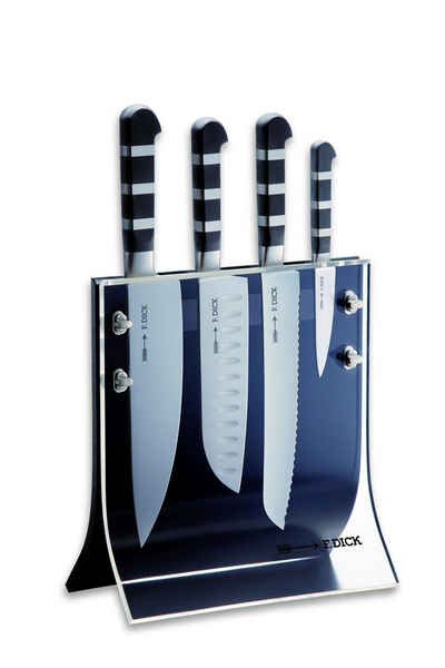 F. DICK Messer-Set Dick Messerblock 4 Knives 5 tlg 1905 Küchenmesser, Santoku Messer