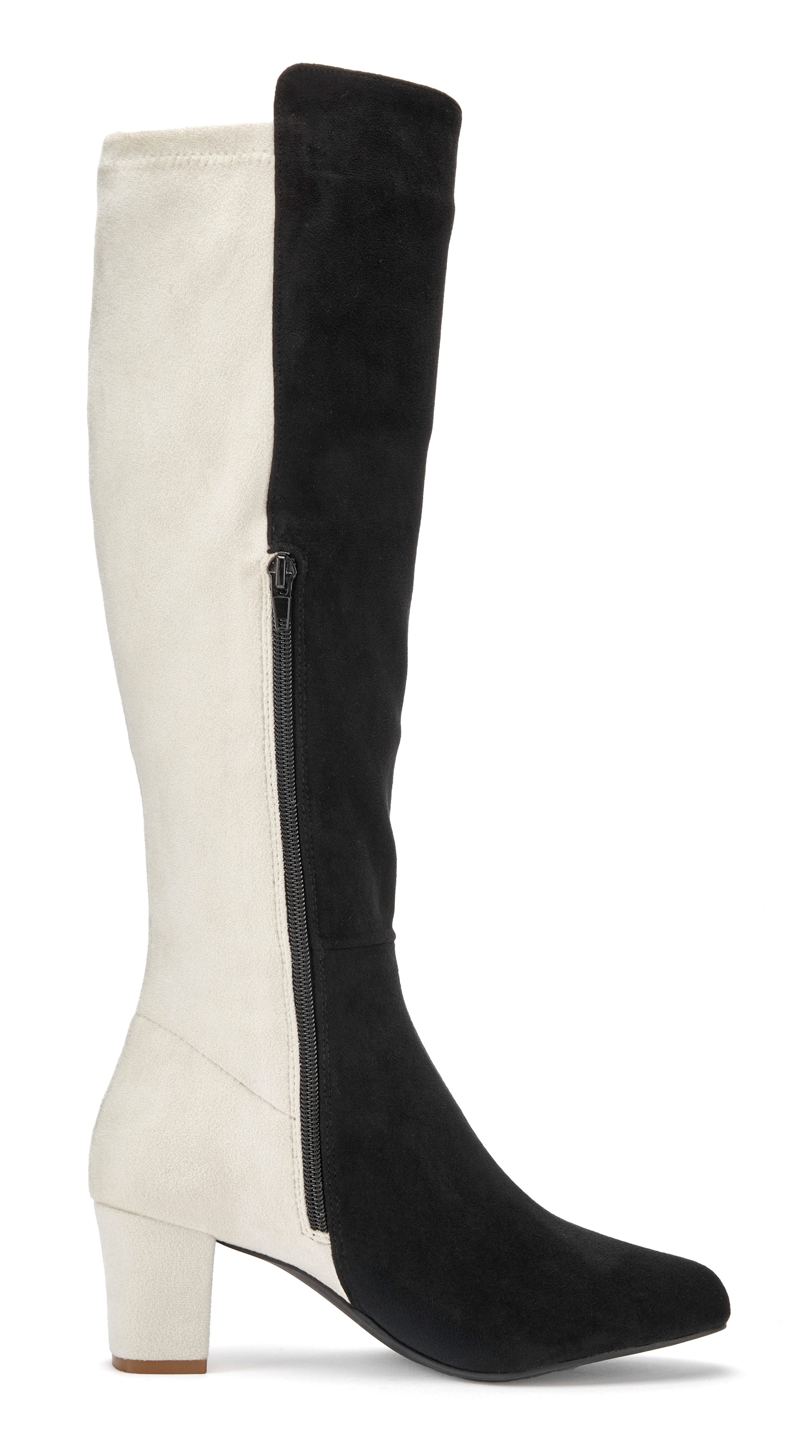 LASCANA Langschaftstiefel, Stiefelette, Stiefel mit Blockabsatz in elegant zweifarbiger Optik