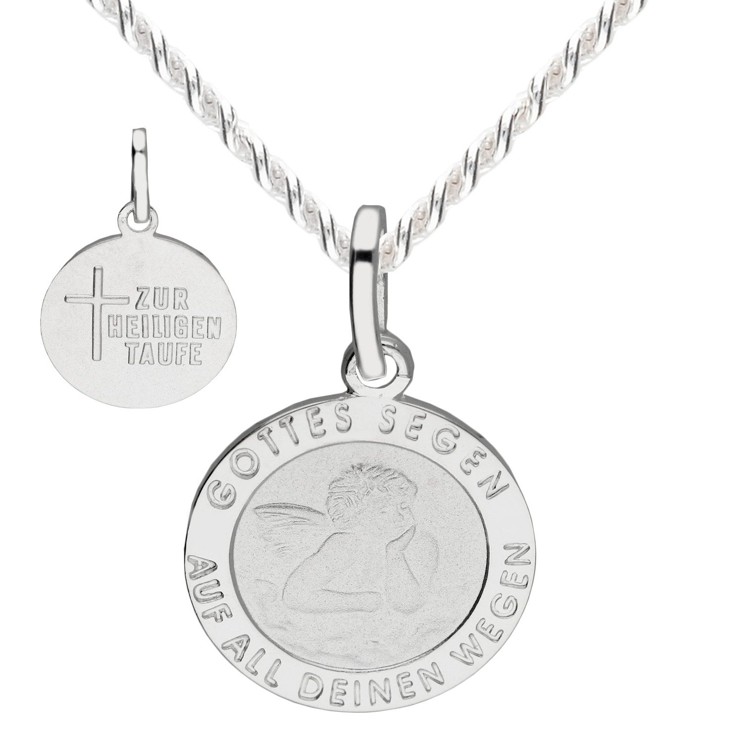 LÖB Kette mit Anhänger 925 Silber Kette zur Heiligen Taufe Gravur Engel Anhänger Taufkette (Geschenke für Frauen Beste Freundin Mutter Mama Damen zum Geburtstag Weihnachten Weihnachtsgeschenke), Halskette Taufanhänger Schutzengel Engelsflügel