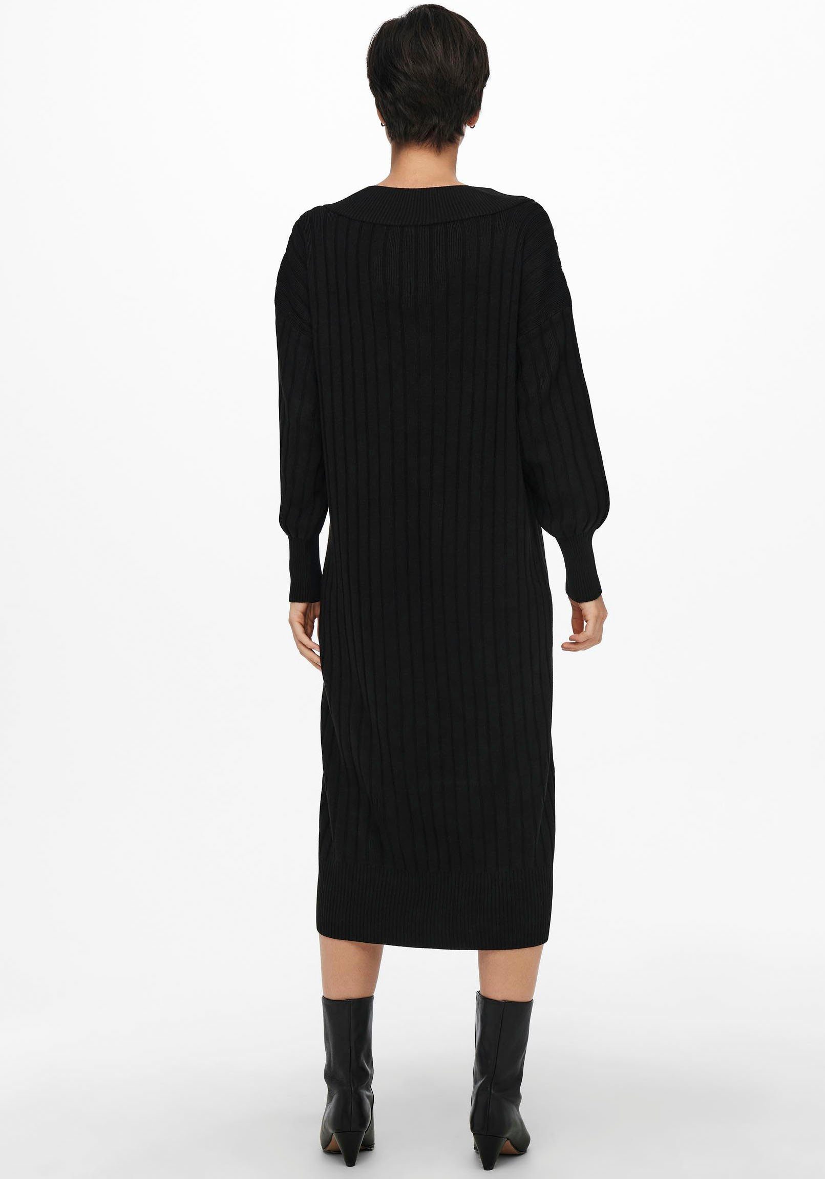 DRESS Strickkleid V L/S TESSA ONLY ONLNEW MIDI Black