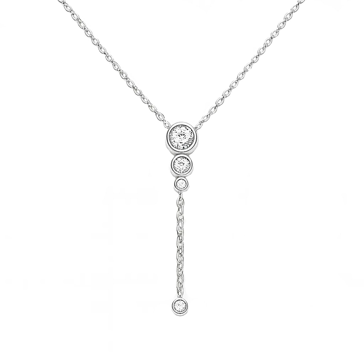 Y-Kette Aprila 925 Silber rhodiniert mit Zirkonia