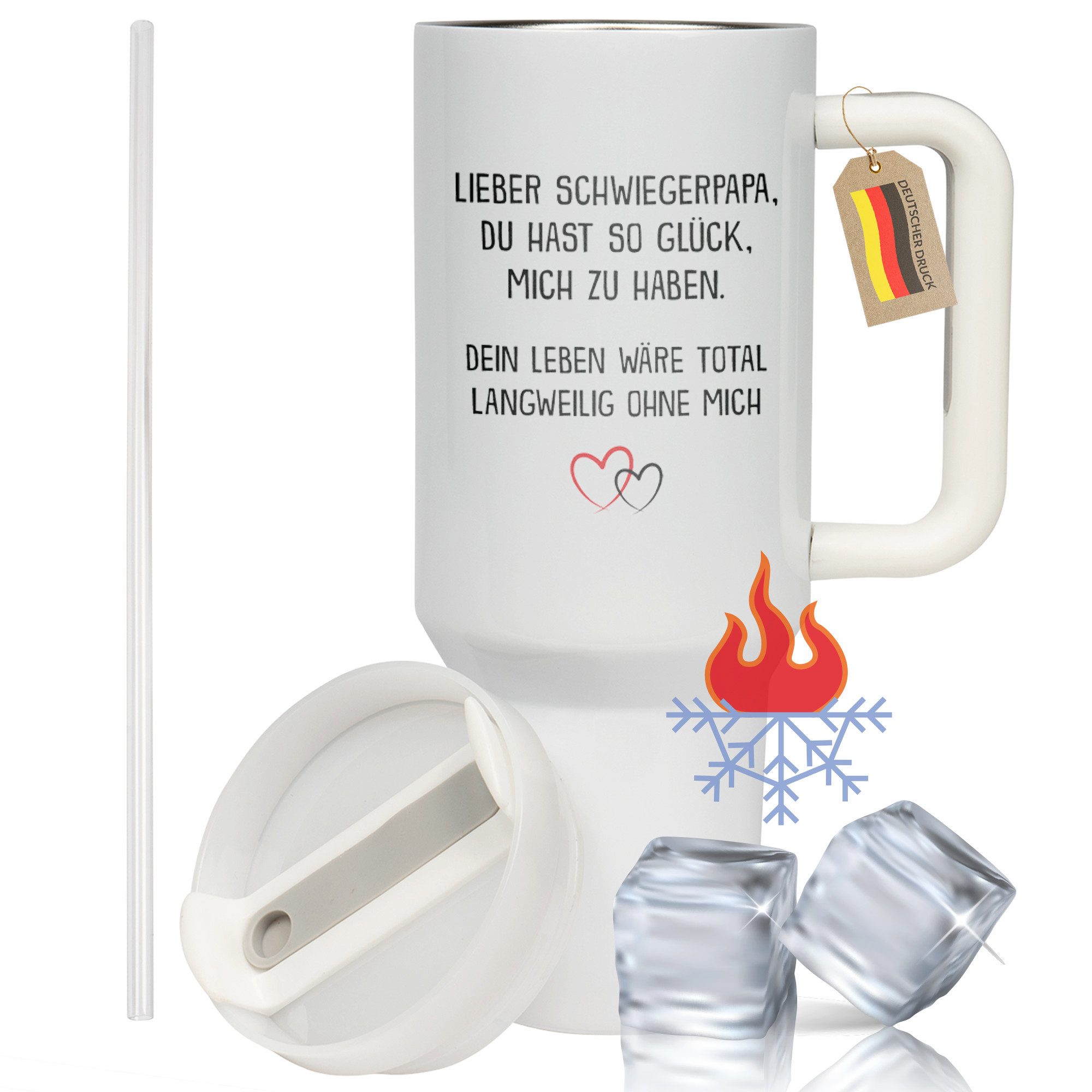 22Feels Thermobecher XXL Thermobecher Schwiegerpapa Geschenk Geburtstag Vatertag Spruch, Edelstahl (Thermoisoliert), IN DEUTSCHLAND BEDRUCKT - Beidseitig Bedruckter To-Go Tumbler