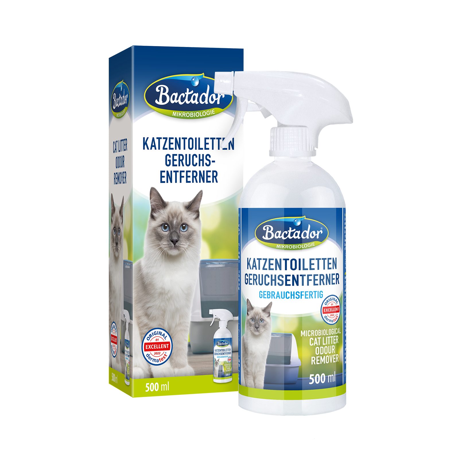 Bactador Katzentoiletten Geruchsentferner Spray 500ml Flüssigreiniger