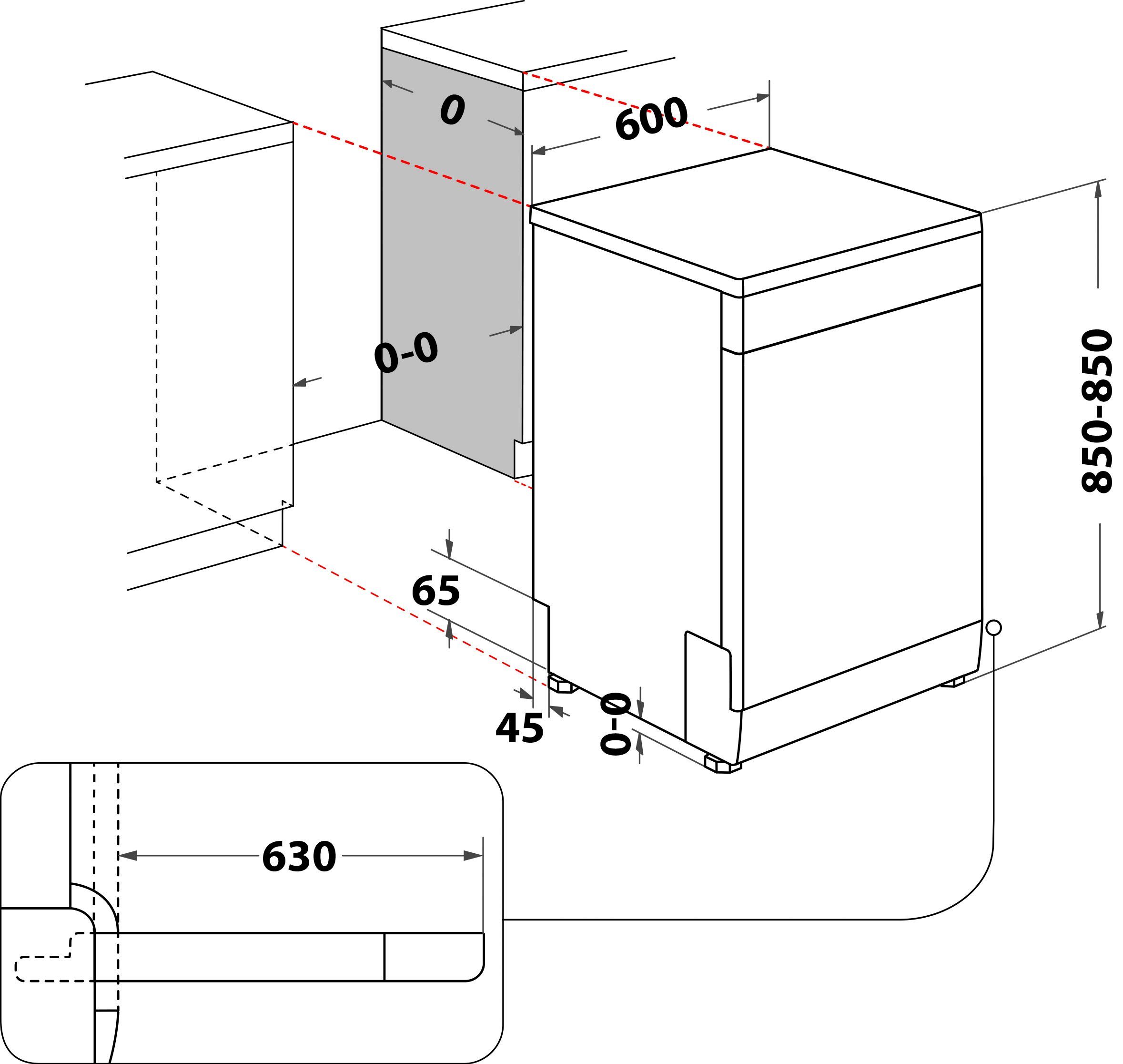 BAUKNECHT Standgeschirrspüler, B7F Maßgedecke HS51 X, 15