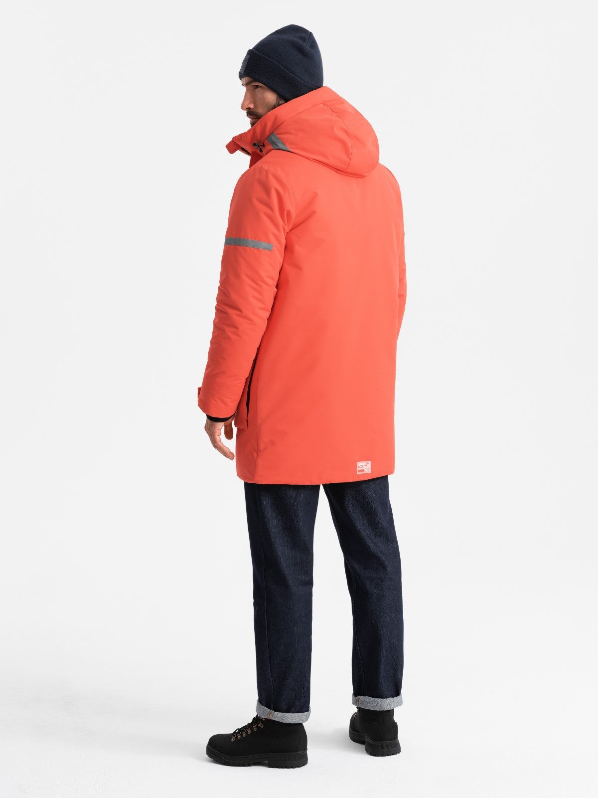 OMBRE Winterjacke Isolierte lange Jacke für Männer mit reflektierenden Elementen