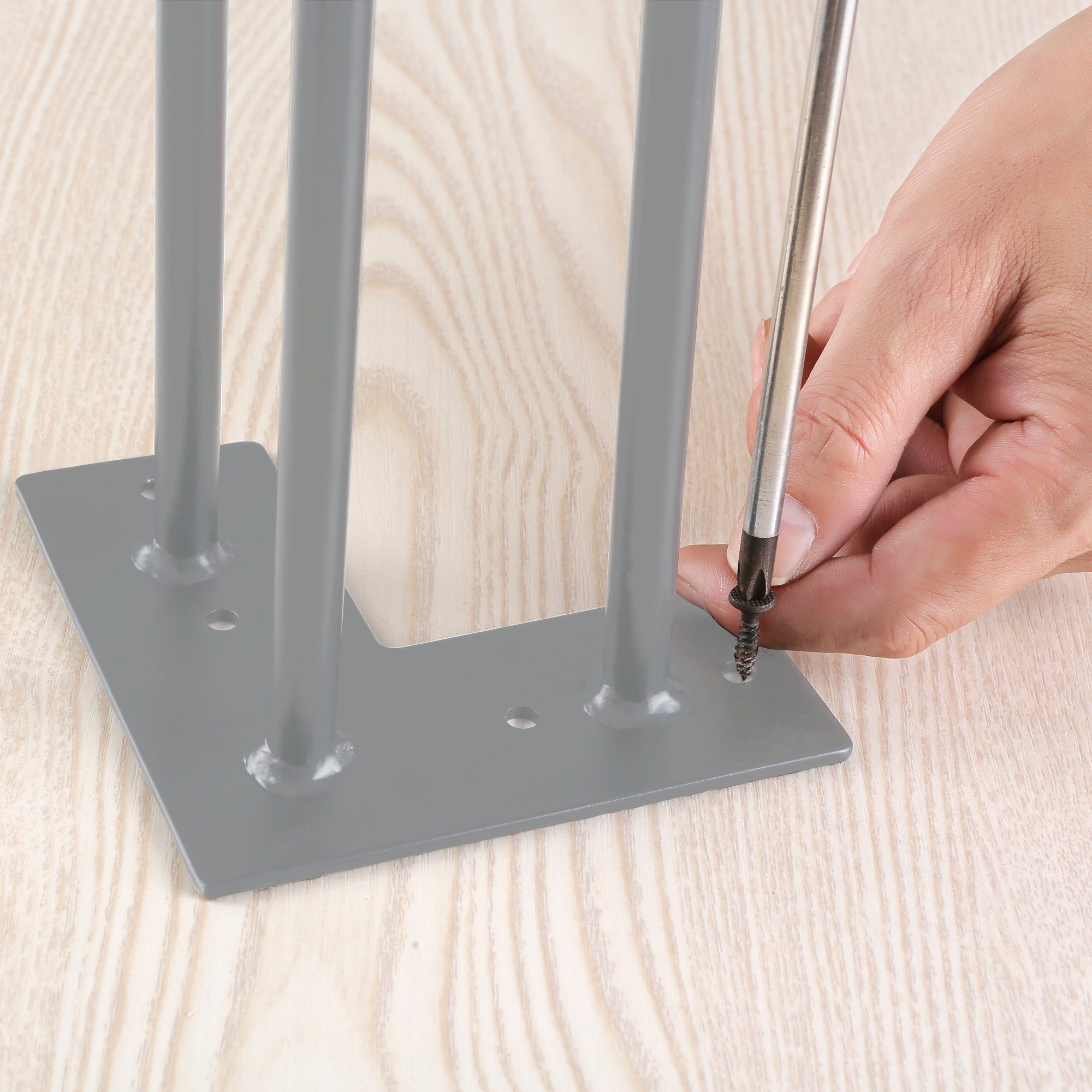 Zelsius Tischbein 4er Set Tischbeine aus Stahl, (H) 60 cm, grau, 3 Streben