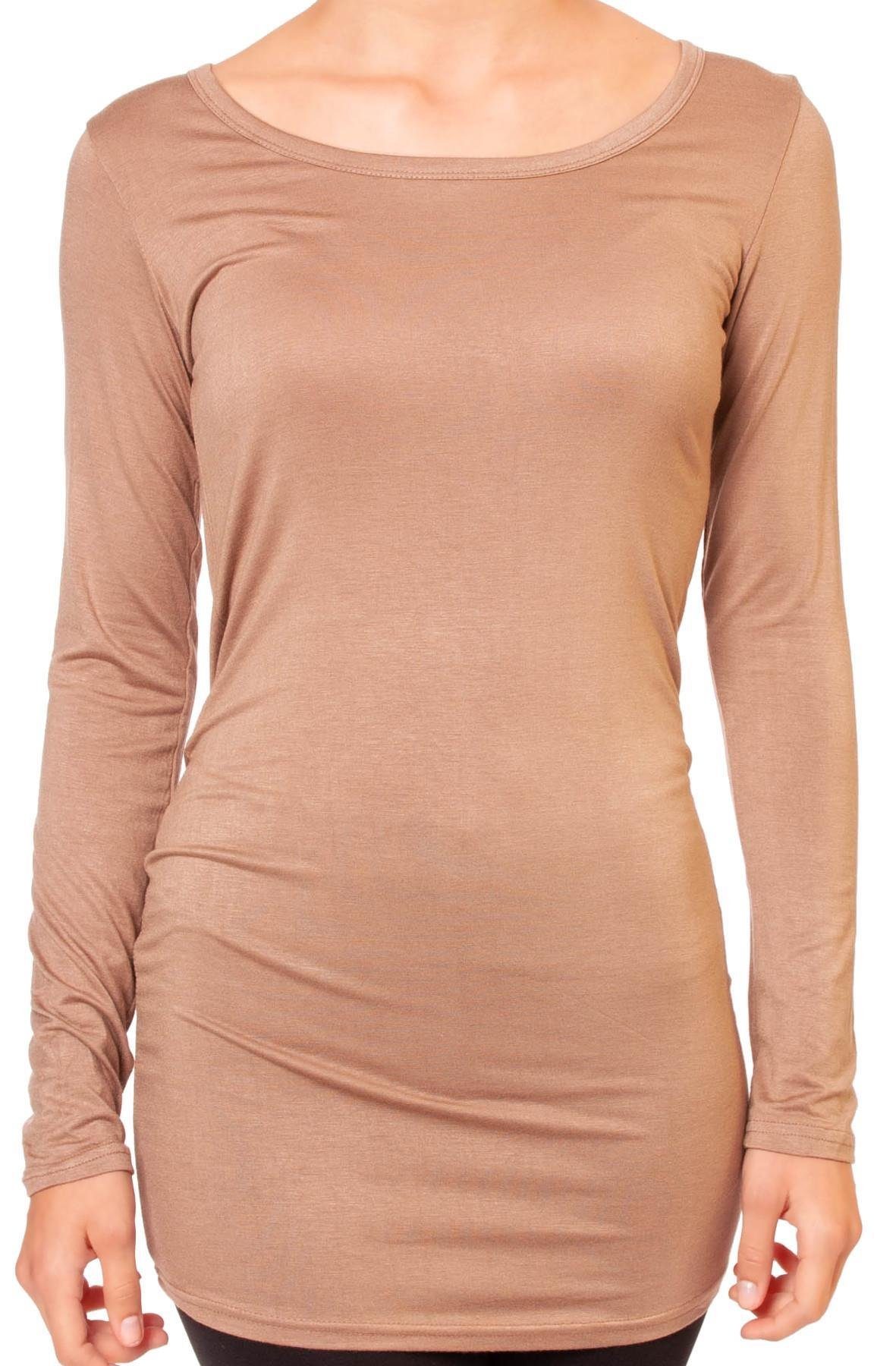 Muse Rundhalsshirt Basic Langarm Longshirt Skinny Fit 1098A günstig online kaufen