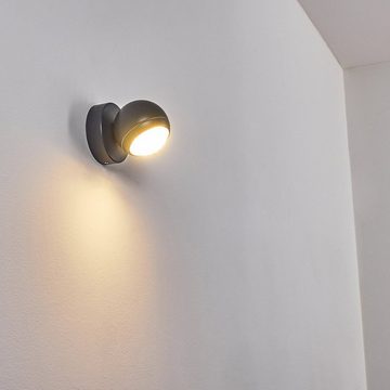 hofstein Außen-Wandleuchte »Terreti« LED Außenwandlampe, Metall/Kunststoff, Anthrazit/Weiß-matt, 3000 Kelvin, 280 Lumen, LED Wandleuchte für Terrasse/Hof/Haustür, IP44