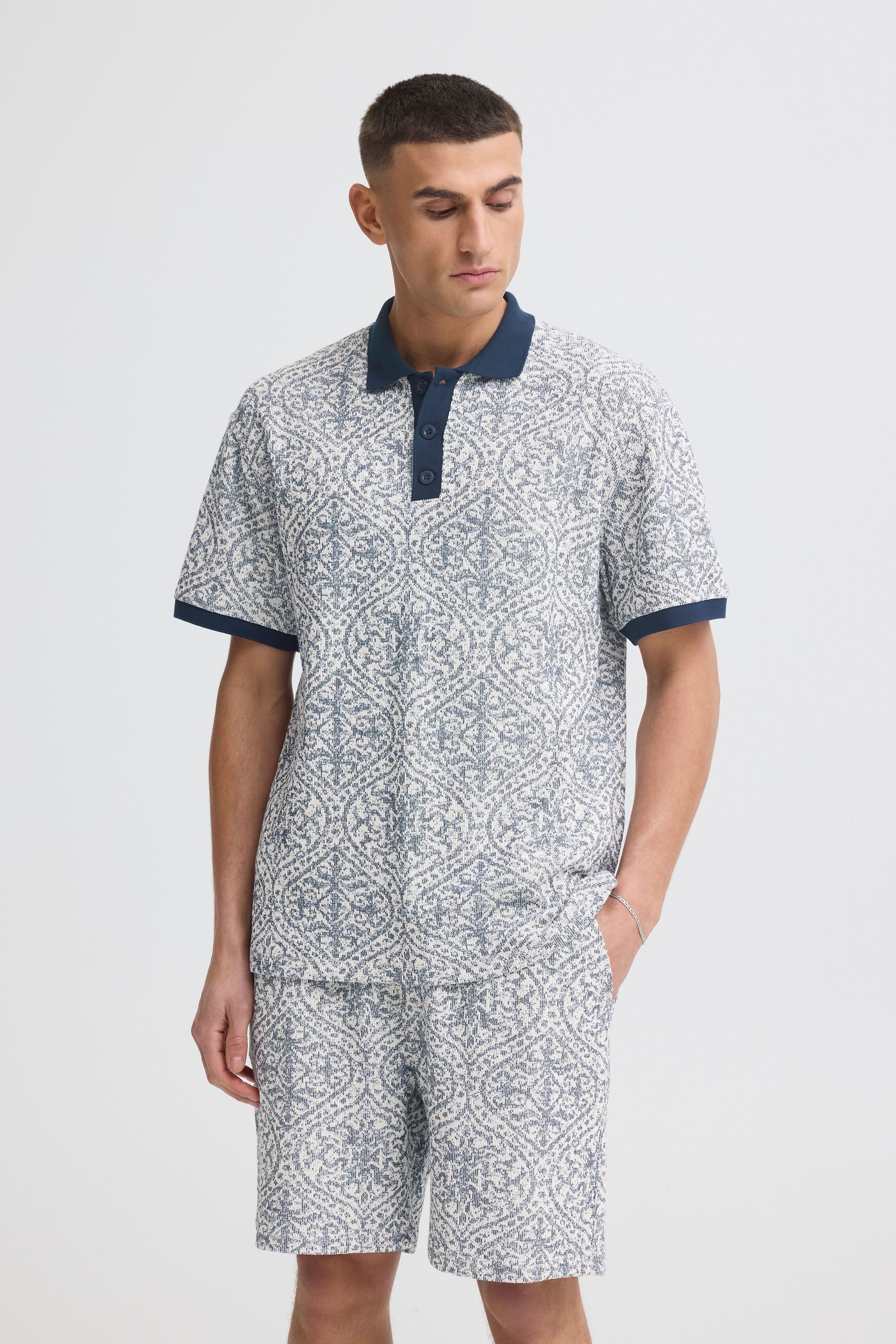 !Solid Poloshirt SDUxton Gemustertes Poloshirt mit kontrastfarbenen Details
