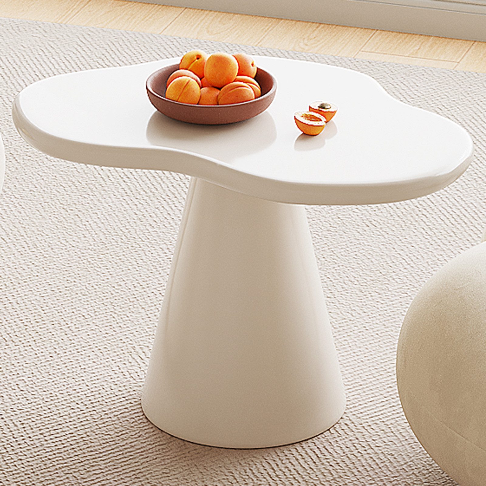 Guyii Beistelltisch für Wohnzimmer, Multifunktionaler, Cremeweiß (1-St), Eleganter matten Lack, pflegeleicht und strapazierfähig.