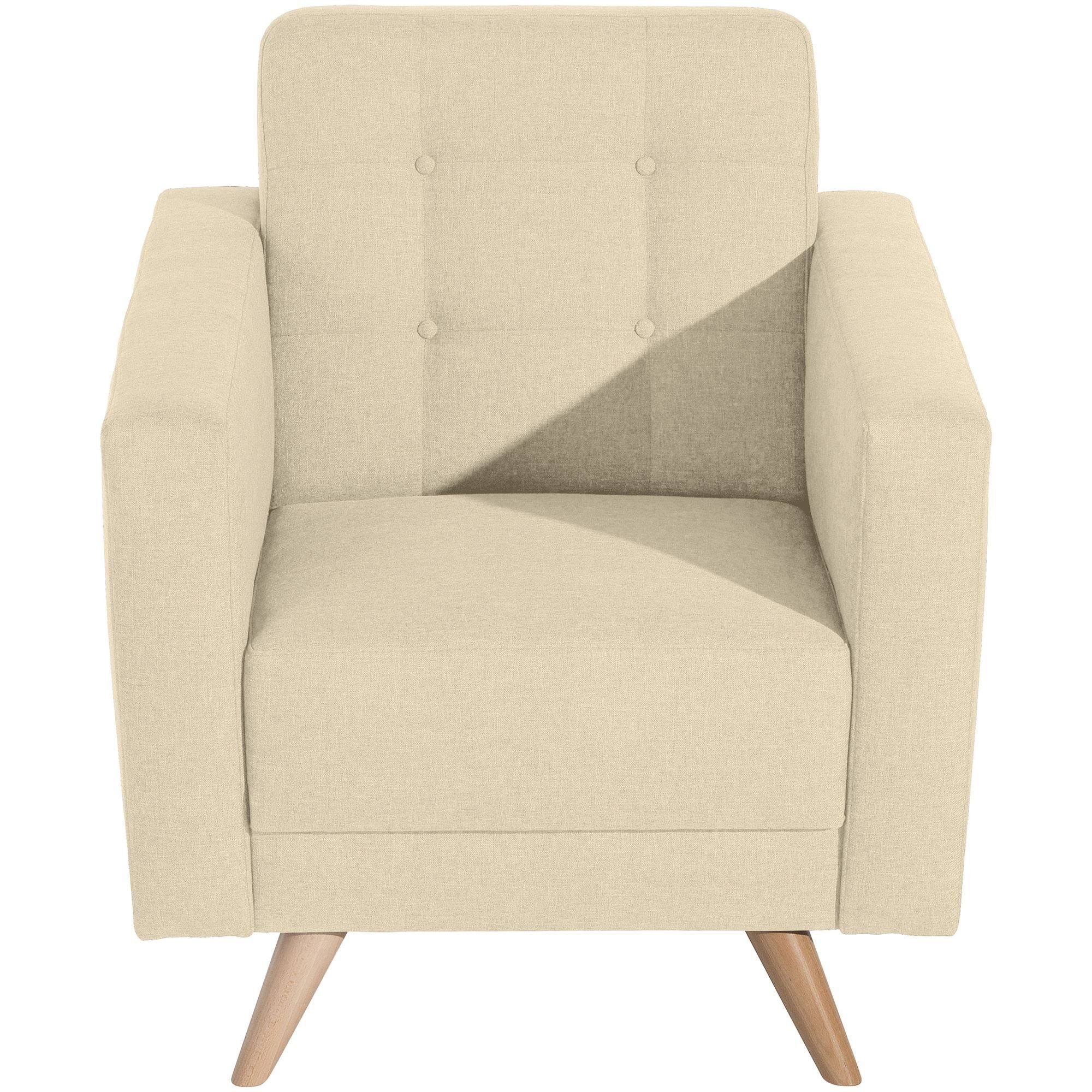 natur (Sparpreis beige Sessel Sitz 21912 1-St), Kessel aufm Versand, verarbeitet,bequemer Kostenlosem inkl. Flachgewebe Buche Karisa 58 hochwertig Sessel / Bezug