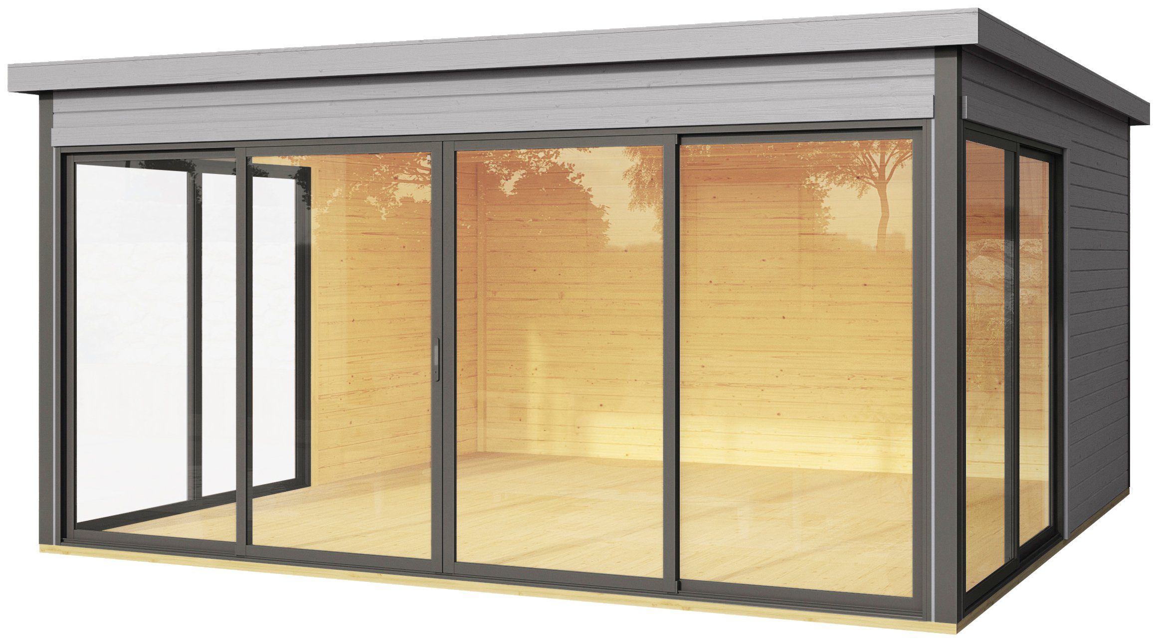 LASITA MAJA Gartenhaus DOMEO 5, BxT: 418x418 cm, (Set), 44 mm Wandstärke