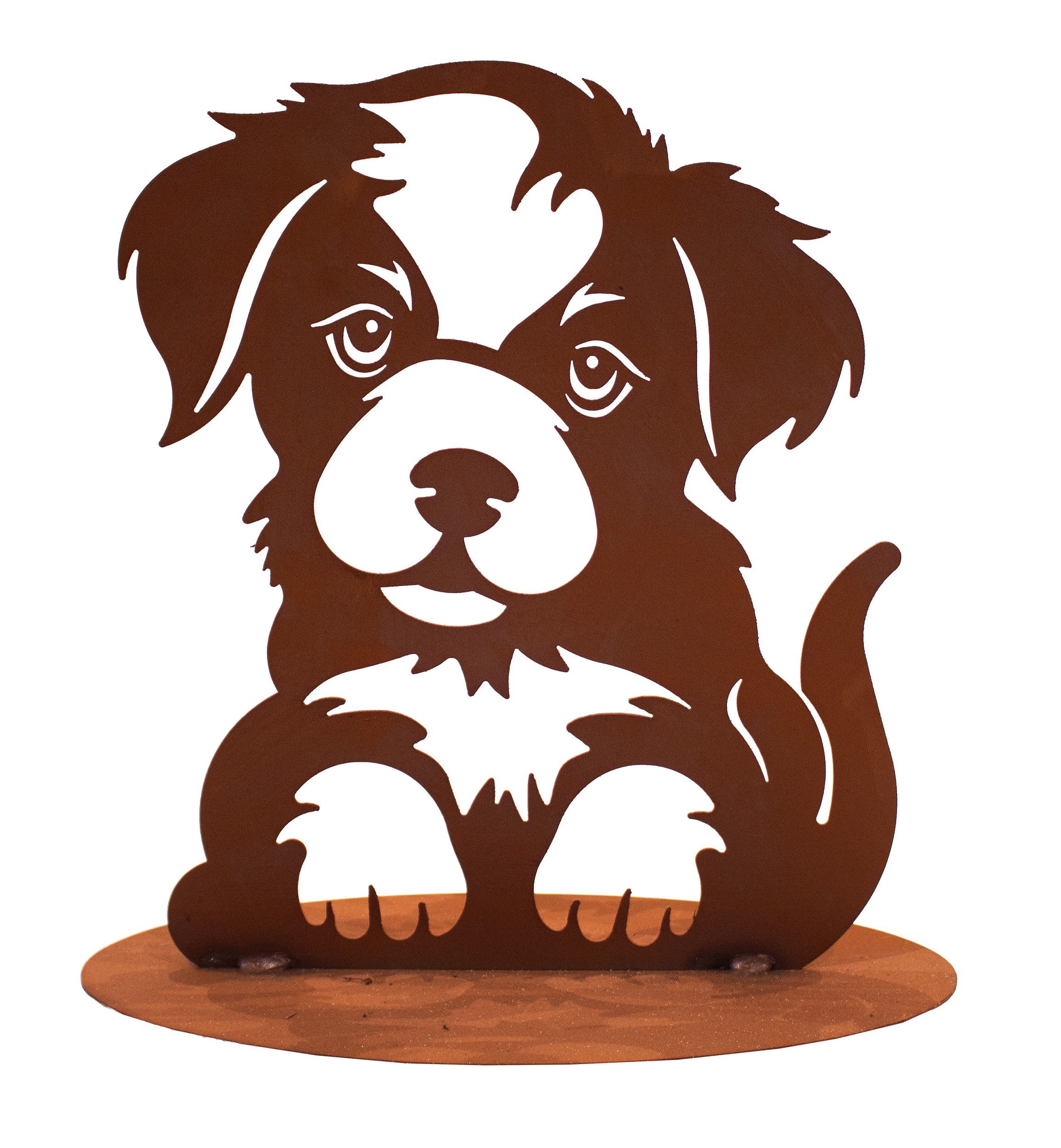 Ferrum Art Design Gartenfigur Edelrost Metall Rostoptik Gartendeko Figur Stecker Ferrum Welpe Sam