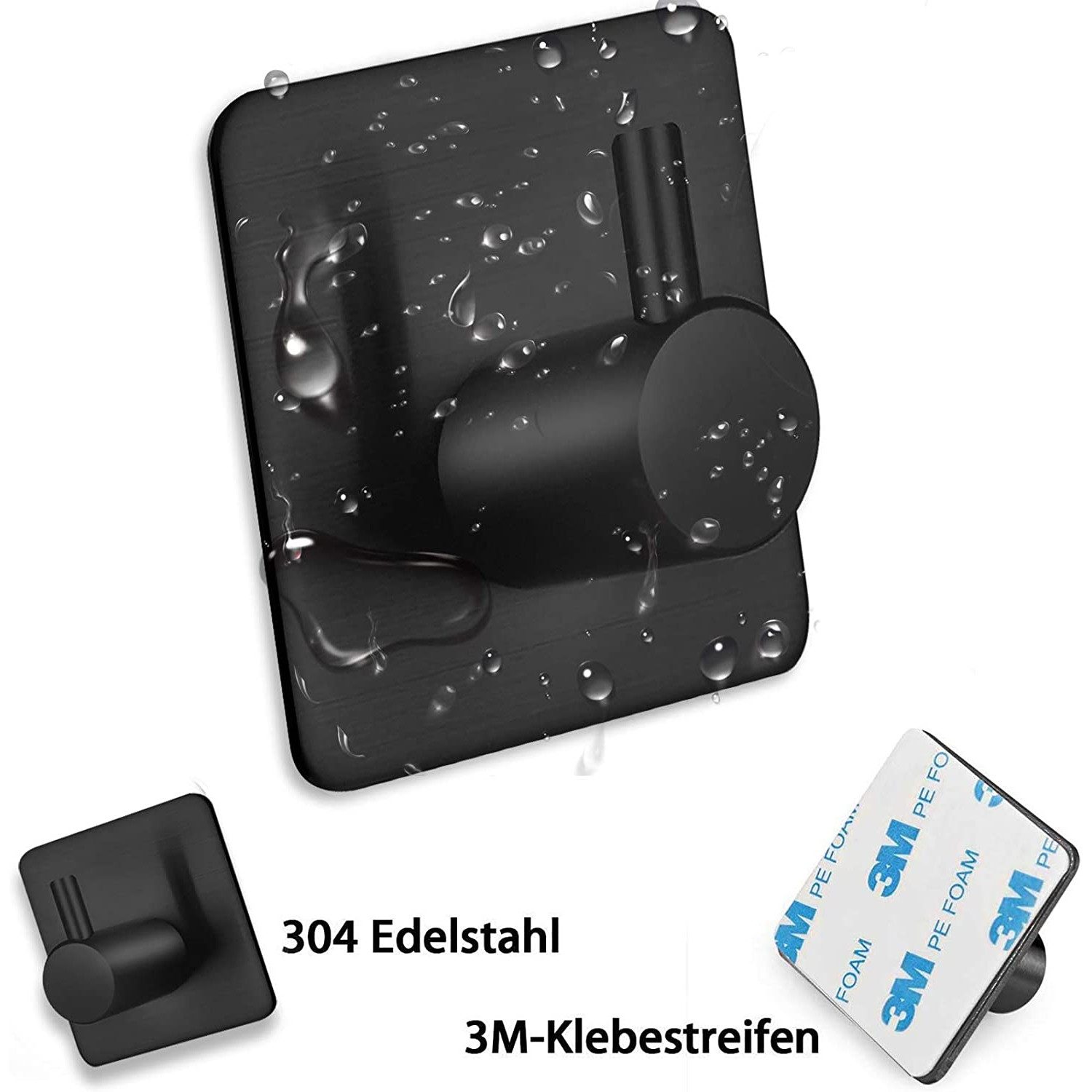 TUWENA Handtuchhaken 4 Stück Klebehaken Handtuchhalter Wandhaken Ohne Bohren aus Edelstahl, (4-St), Ideal für Hotel Küche Büro, als praktische Klebehaken