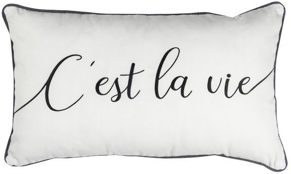 Dekokissen Cest la Vie 08 weiß-schwarz