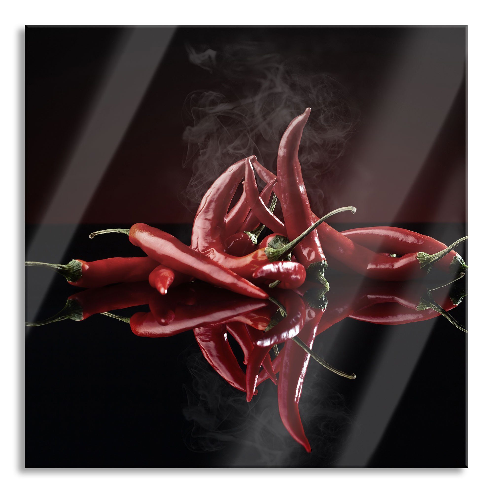 Glasbild Feurige rote Chili-Schoten