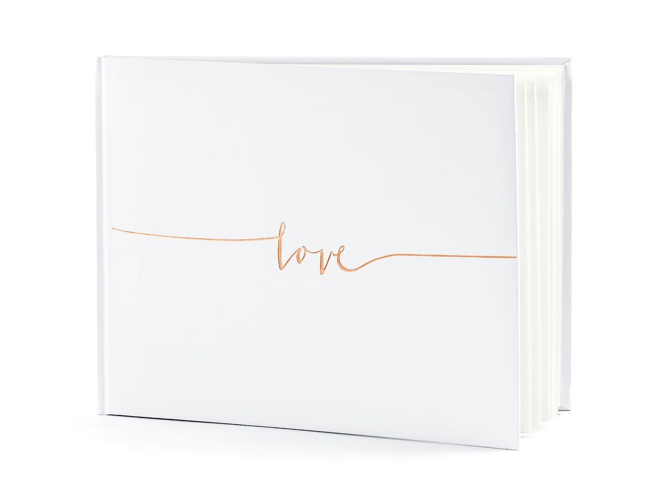 partydeco Notizbuch, Gästebuch zur Hochzeit Love mit 44 blanko Seiten, weiß / rosegold