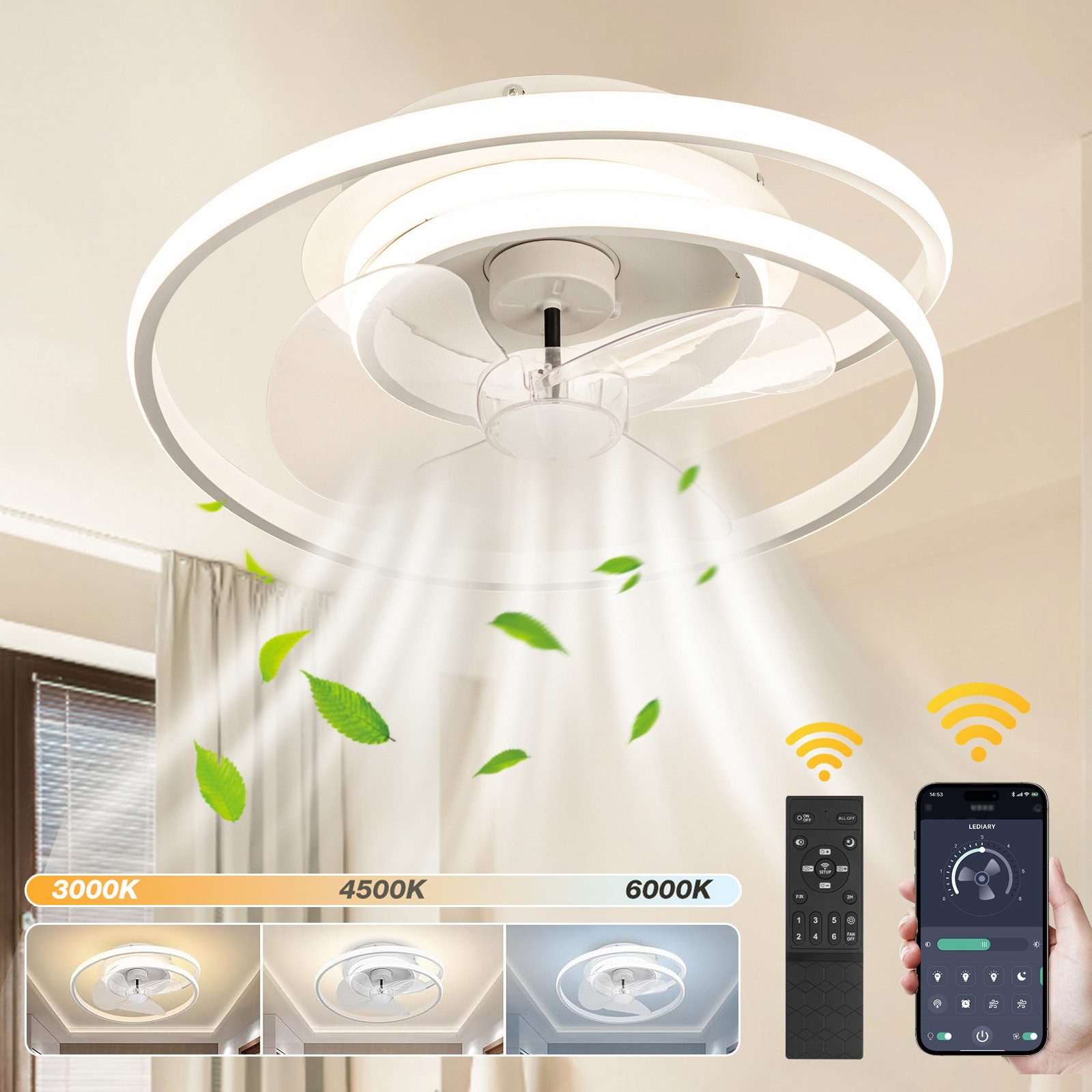 LMaxhome Deckenventilator mit Beleuchtung Dimmbar Modern günstig online kaufen