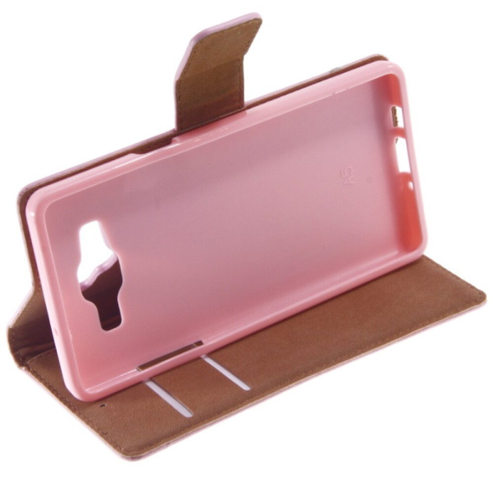 Handytasche Leder Book Case Handyhülle für Samsung Galaxy A5 A500 Pink Schutz 4250 (Book Cover)