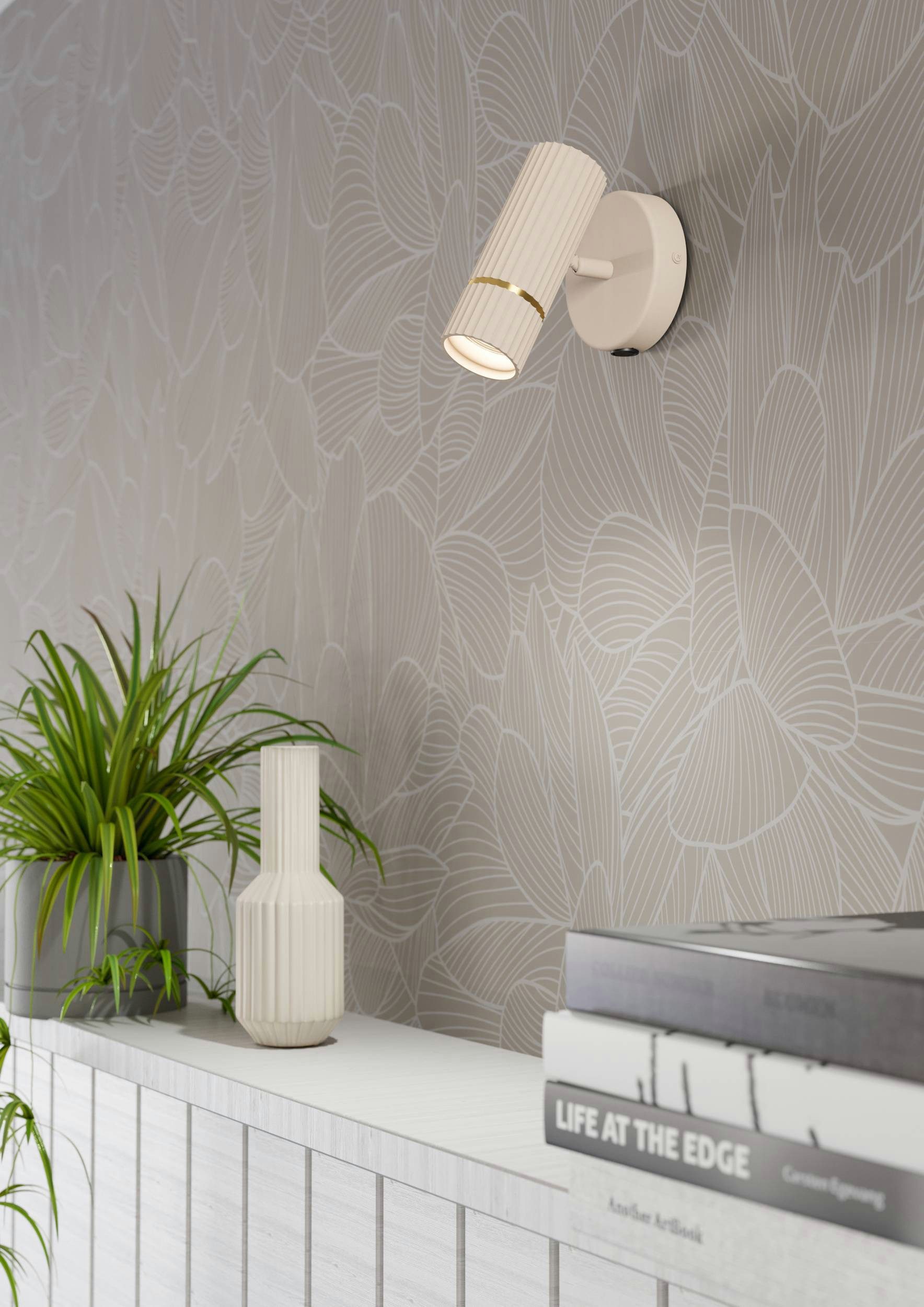 EGLO Wandleuchte Caminia Wandlampe mit schwenkbarem Spot, beige und gold, G günstig online kaufen