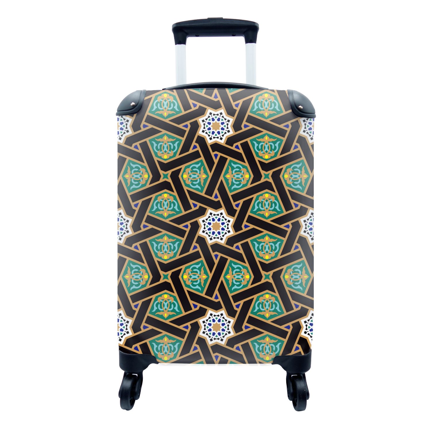 MuchoWow Handgepäckkoffer Orientalisch - Muster Trolley, Reisetasche Rollen, 4 Handgepäck rollen, - für - Arabisch Ferien, mit Reisekoffer Sterne