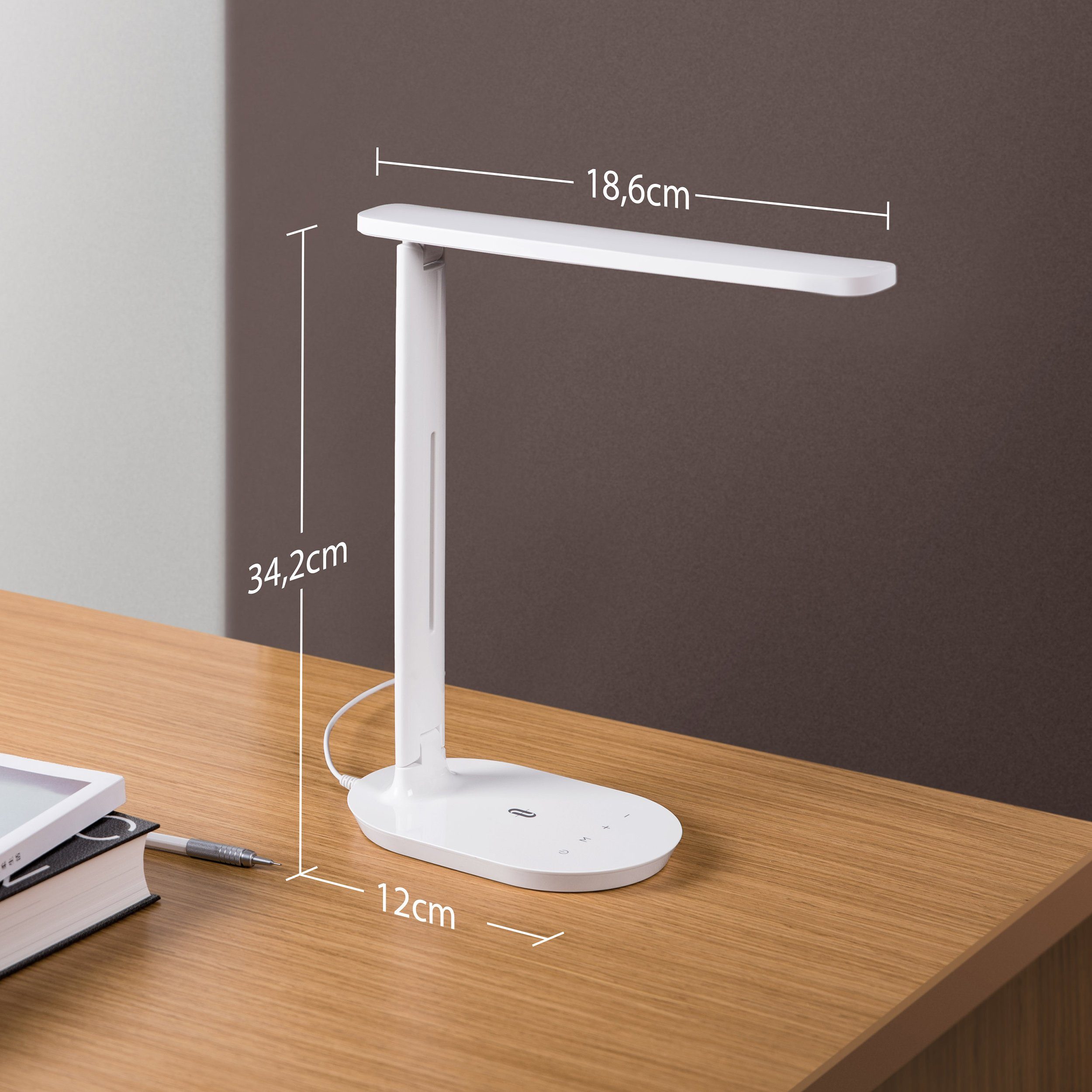 LED Farbtemperaturen / 5 Schreibtischlampe Helligkeitsstufen 3 / TT-DL064, Mehrwinkel-Anpassung USB-Charger TaoTronics /