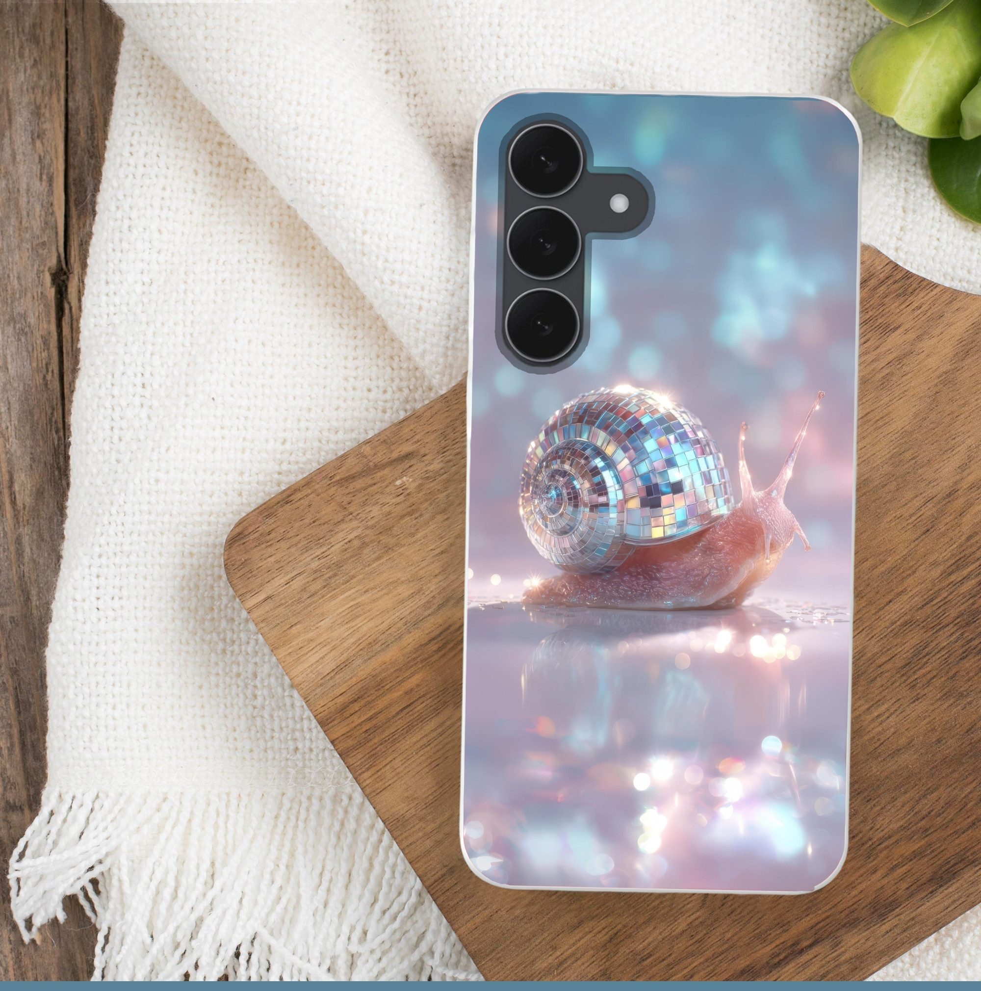 MuchoWow Handyhülle für Samsung Galaxy S25 FE Schnecke - Disco - Mosaik - Blau, Smartphone-Bumper, Print, Handy Schutzhülle Dünn