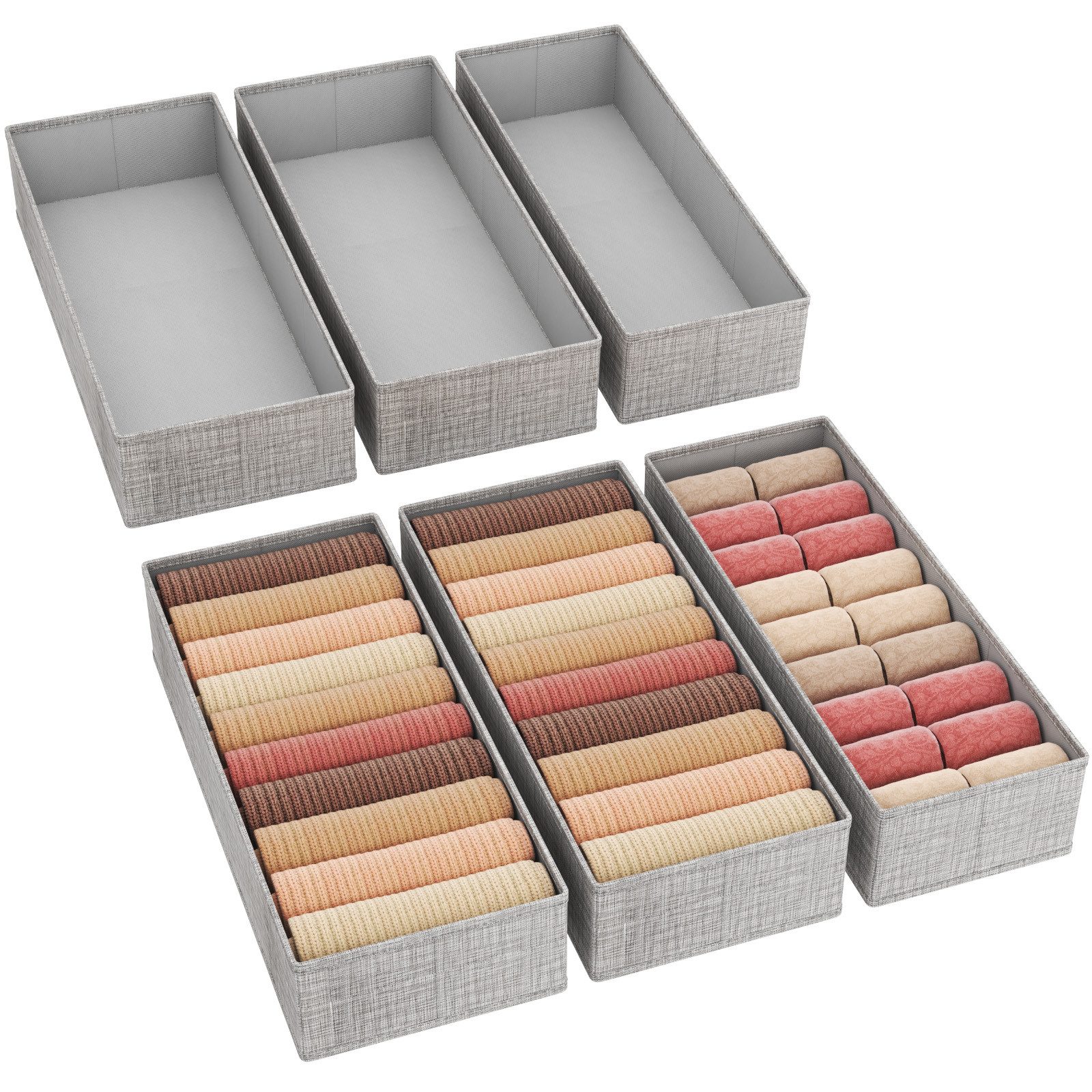 Lifewit Aufbewahrungsdose Schubladen Organizer, Kleiderschrank Organizer, Schrank Organizer (6 St)