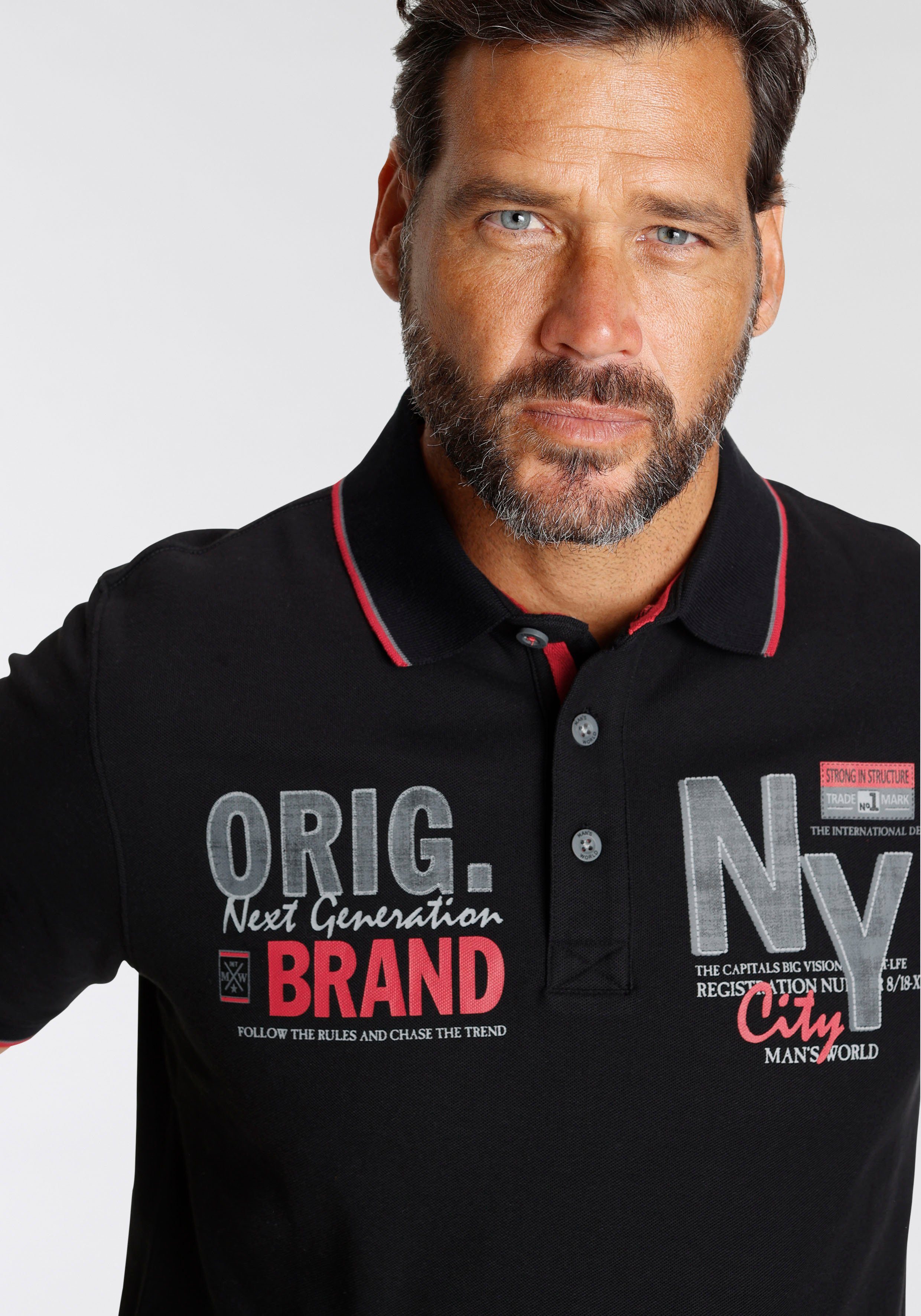 Man's World Poloshirt Kurzarm, mit stilvollem Print, Polokragen