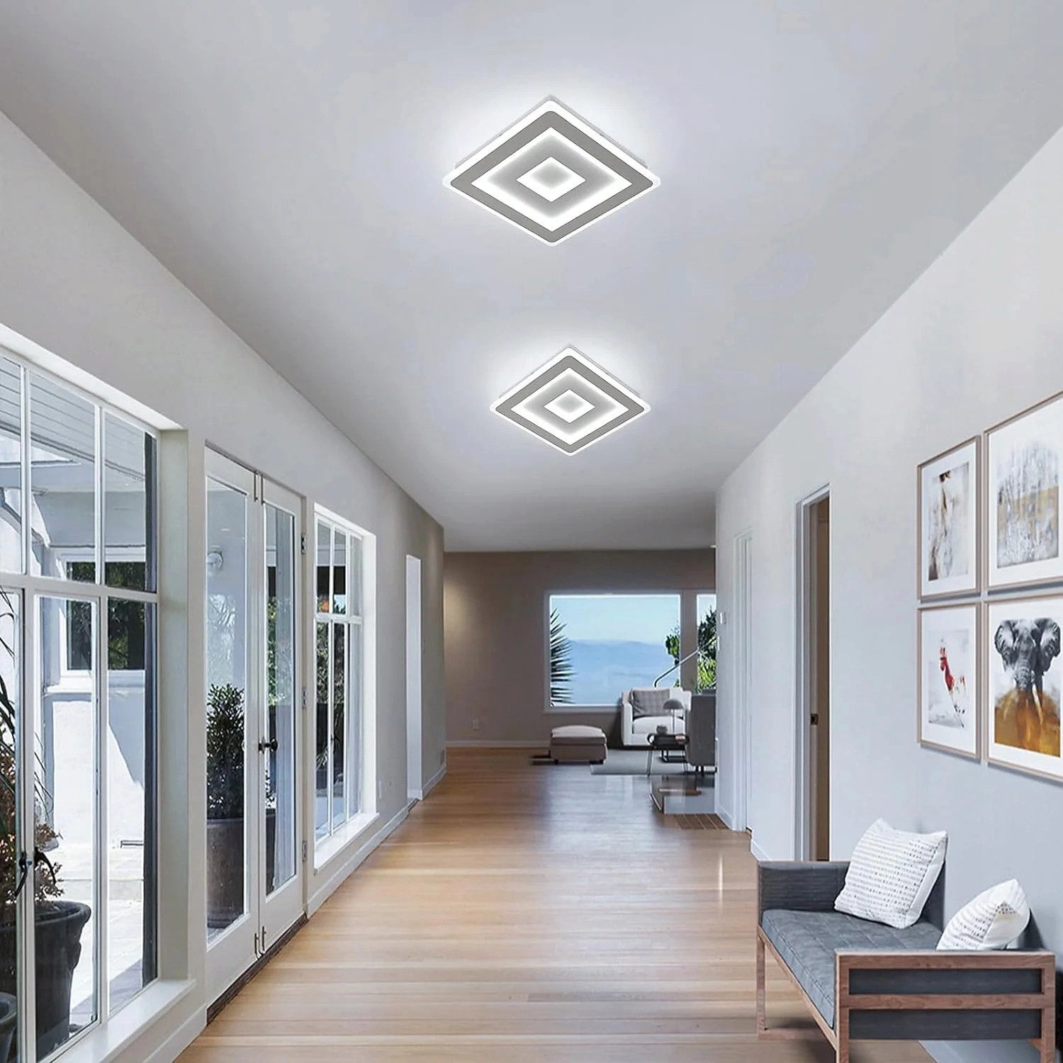 Riserva Deckenleuchten Ultraflache LED Deckenleuchte Quadrat 42W Tagesweiß Acrylglas, LED wechselbar