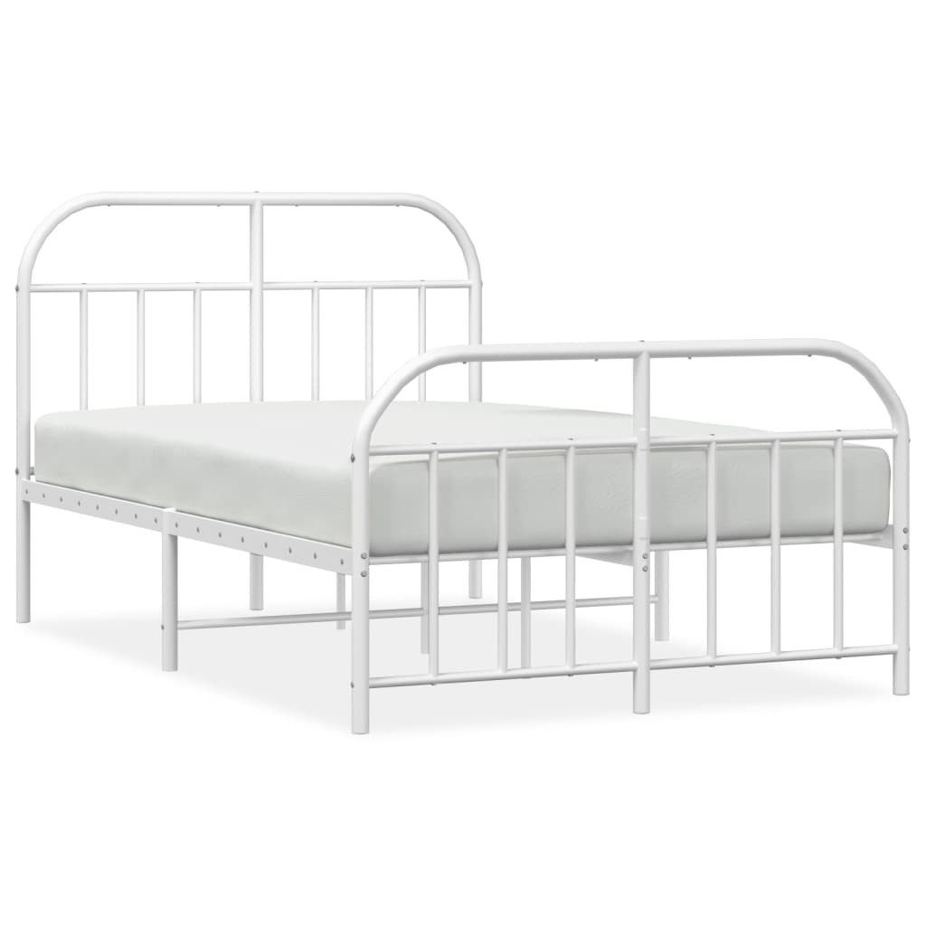 vidaXL Bettgestell, Bettrahmen mit Kopf- und Fußteil Metall Weiß 120x190 cm günstig online kaufen