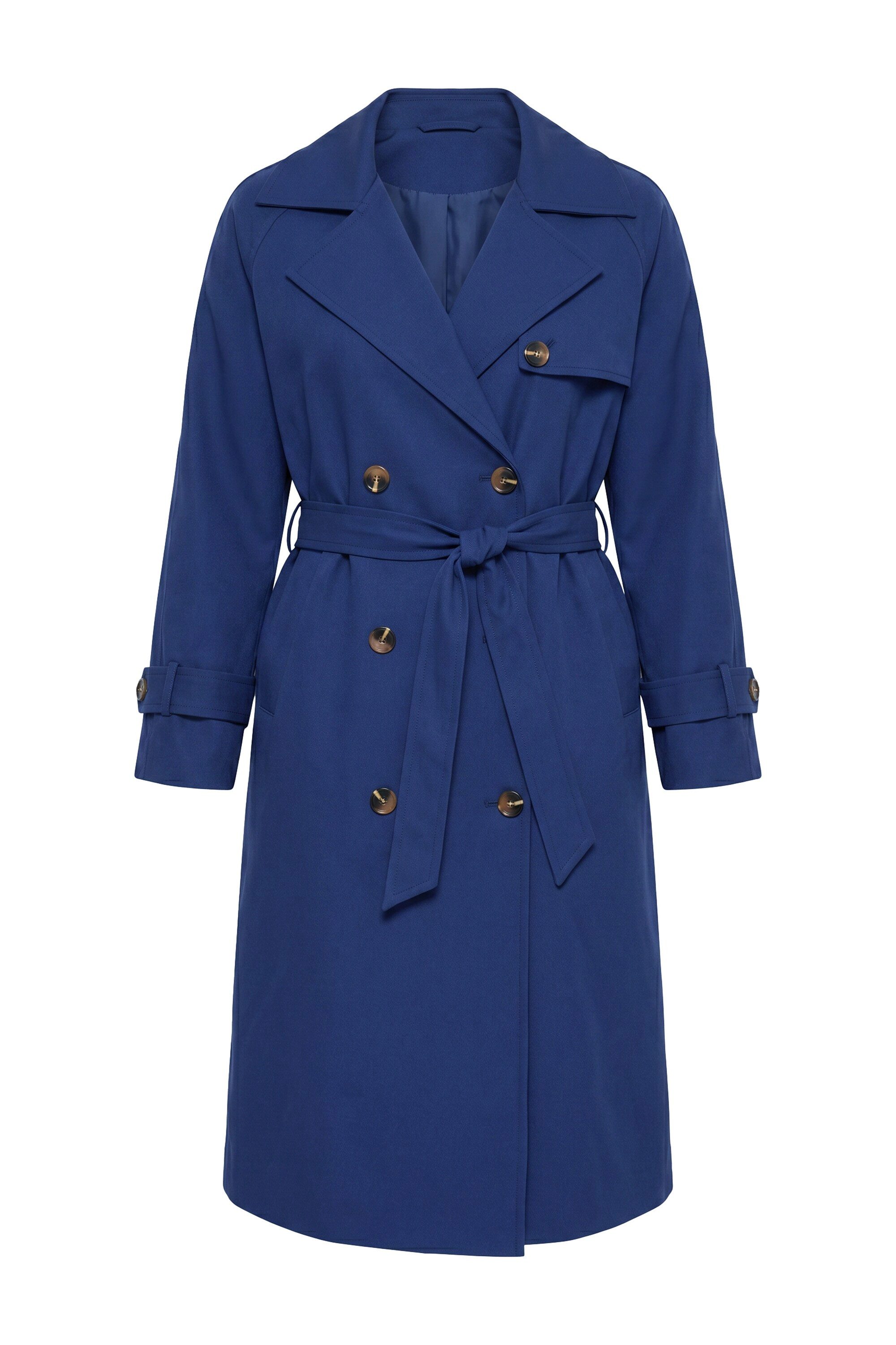 Studio Untold Wintermantel Trenchcoat leicht oversized Revers Bindegürtel