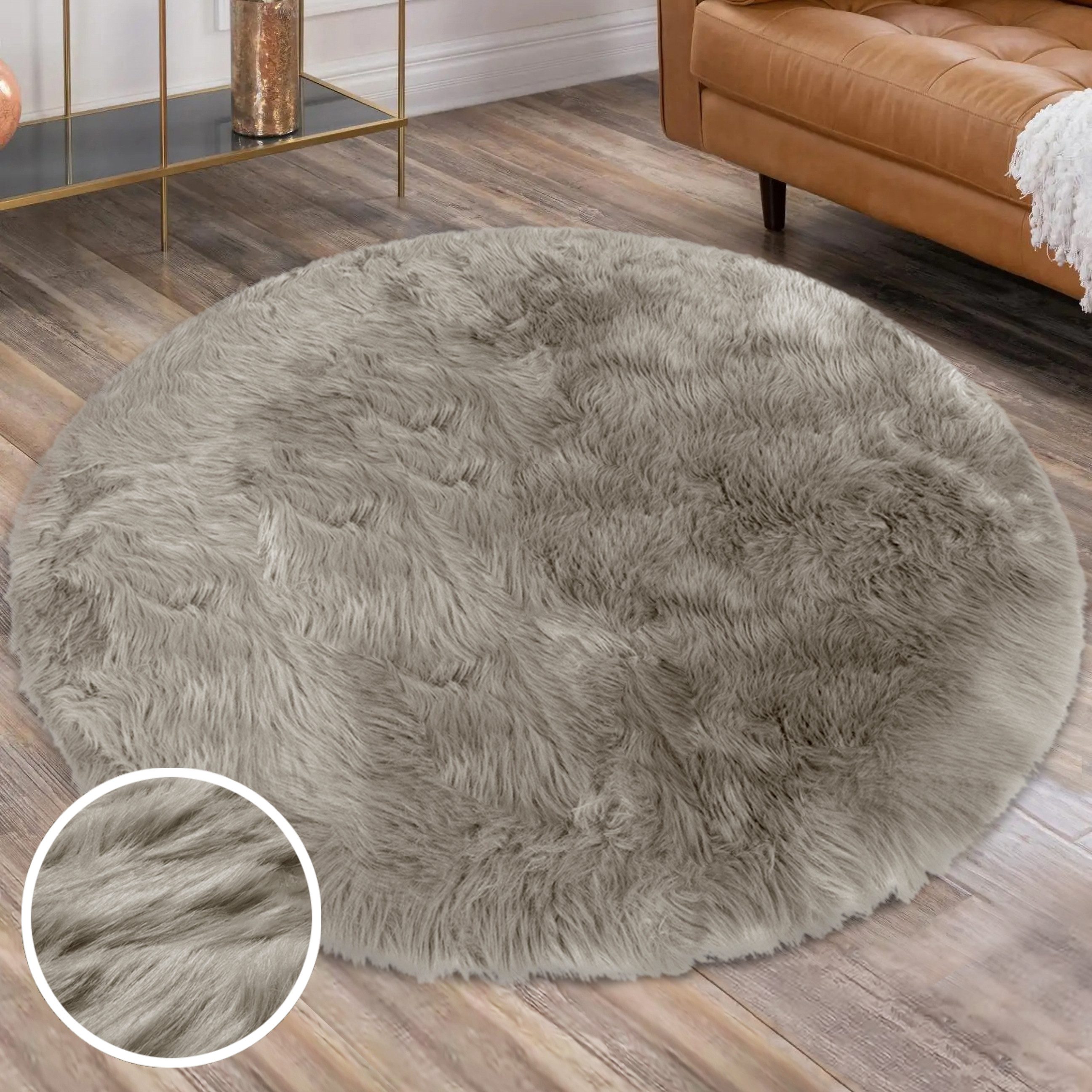 Home affaire Hochflor-Teppich Valeria Fellteppich kuschelig, rund, Höhe: 60 mm, Kunstfell, weiche Teppiche, Wohnzimmer, Schlafzimmer, Esszimmer
