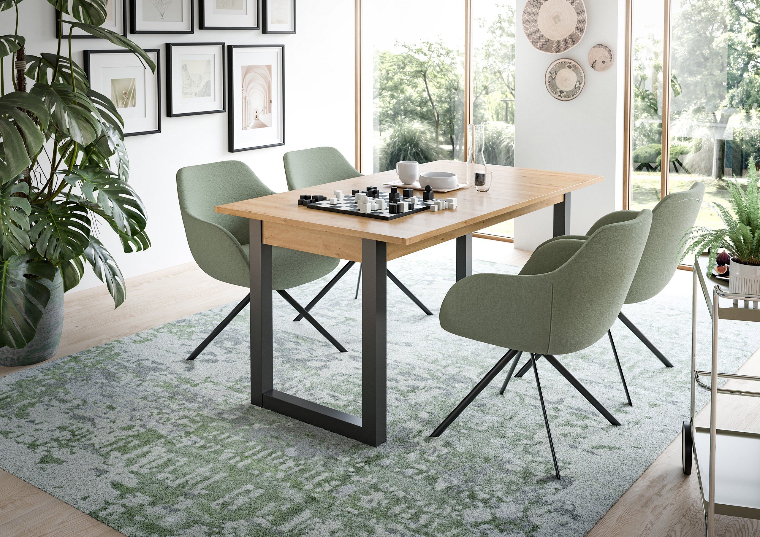 Newroom Esstisch Grau 150 cm, Esstisch Artisan Eiche Grau Esszimmertisch Tisch Modern Zeitlos Kü...