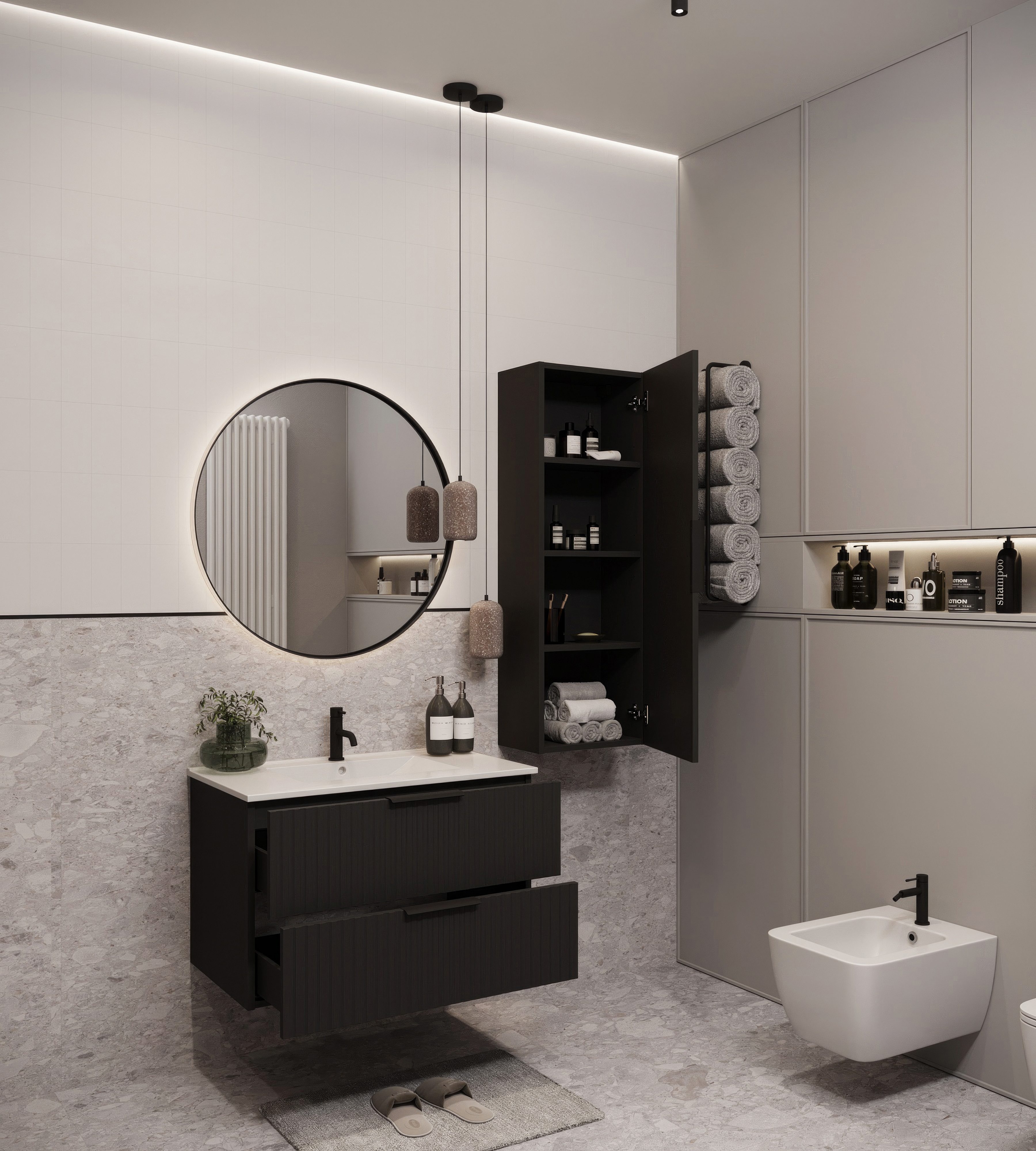 welltime Waschtisch TIBU mit Waschbecken. 2 Schubladen. 2 Breiten (60/80cm) und 4 Farben, Badschrank mit Waschbecken, Softclose, Maße B/H/T: 81,5/53/47 cm – Bild 5 von 5