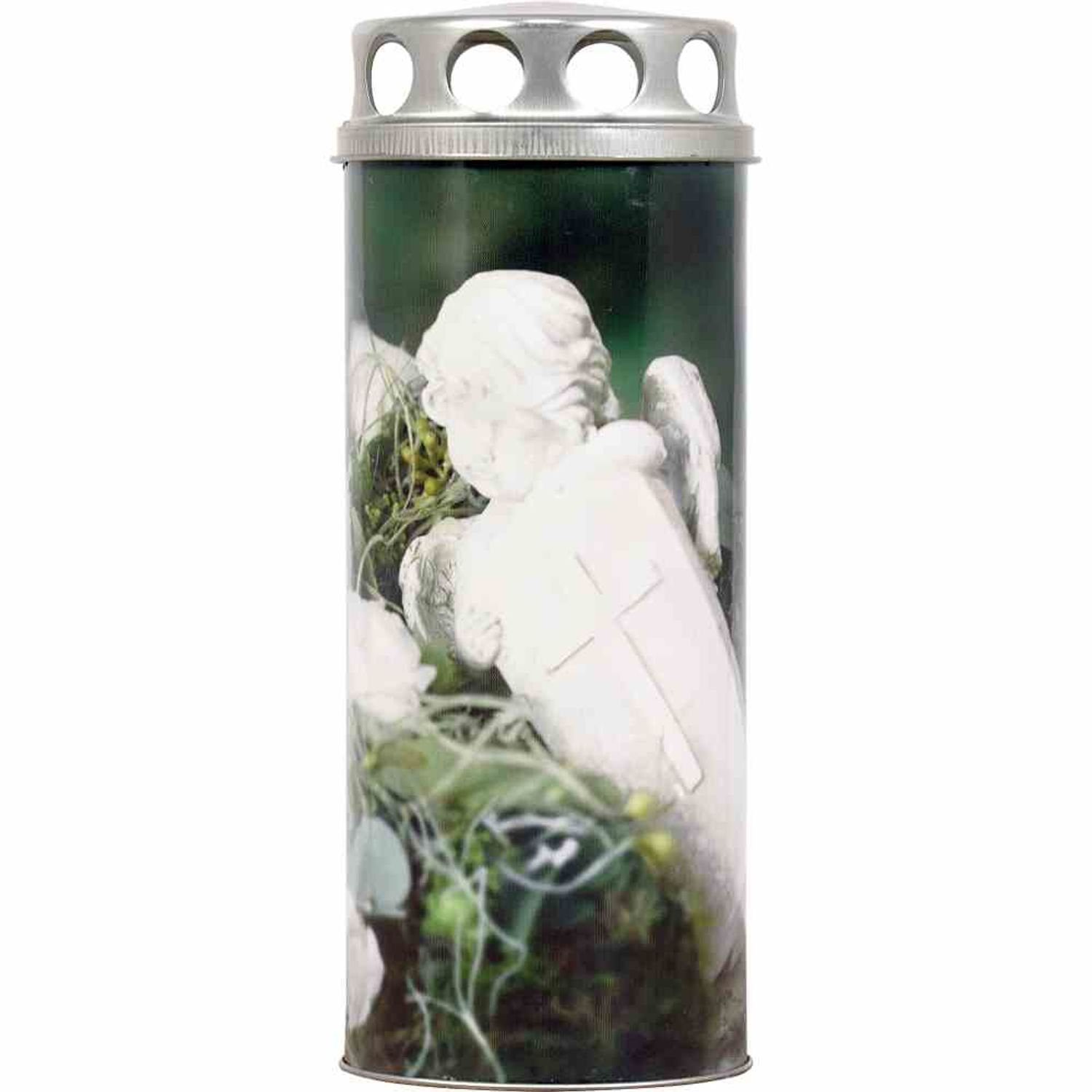 JEKA Grabkerze 15 x Grablicht Paperlight "Engel Stein" Edel & nachhaltig, 45 Stunden