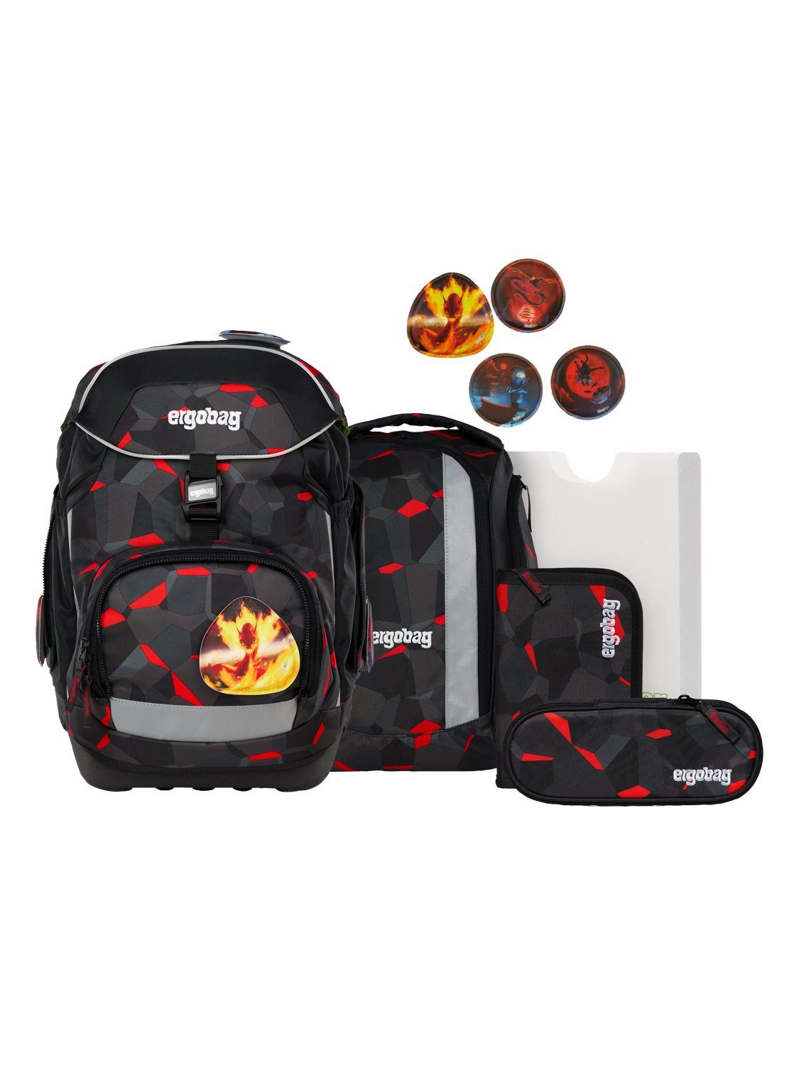 ergobag Schulranzen pack Set (6-tlg., 6-teiliges Set), größenverstellbares Rückensystem