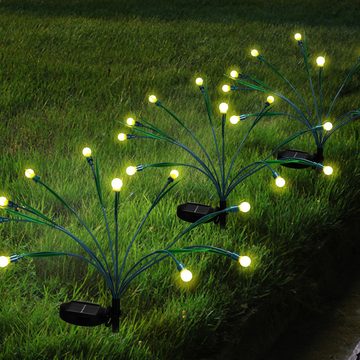 BlingBin LED Solarleuchte 2 PCS Solar Garten Lichter im Freien Glühwürmchen Solar Leuchte, Wasserdicht, LED fest integriert, Warmweiß, 10 LEDs angetrieben wasserdichtes schwankendes Landschaftslicht