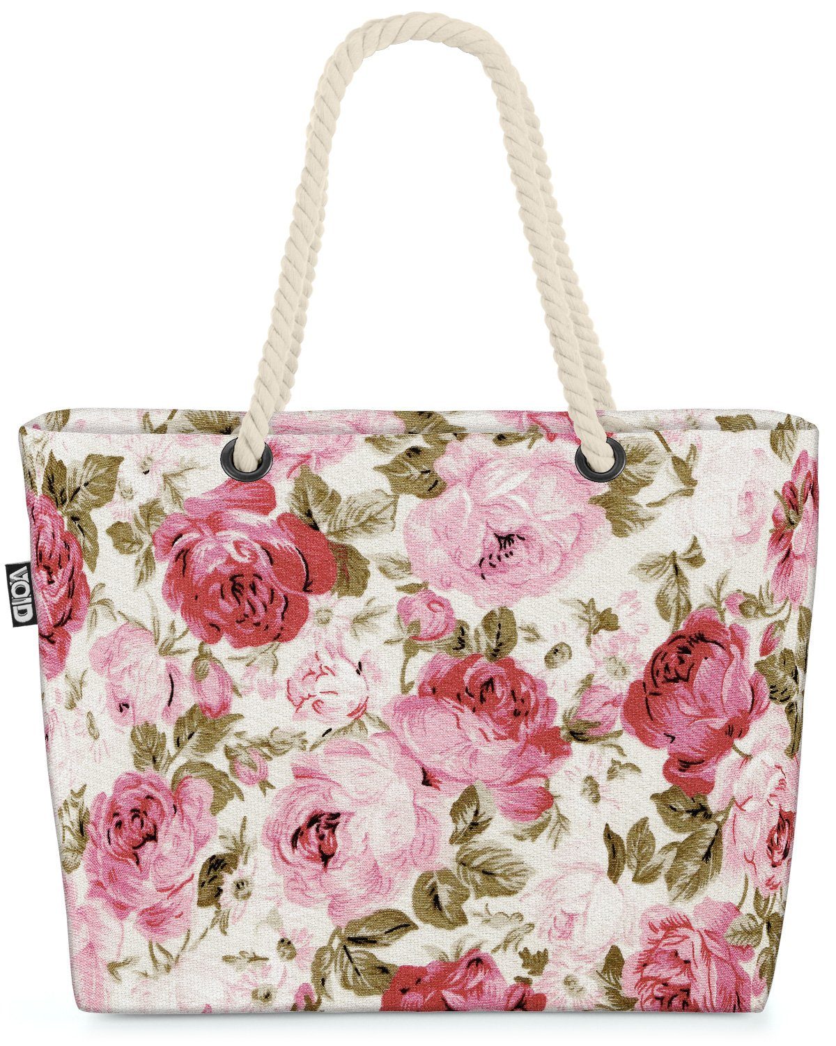 Strandtasche Blumenmuster (1-tlg), Rosen Rosen Ranken Blumenmuster Pflanzen Pflanzen Ranken VOID