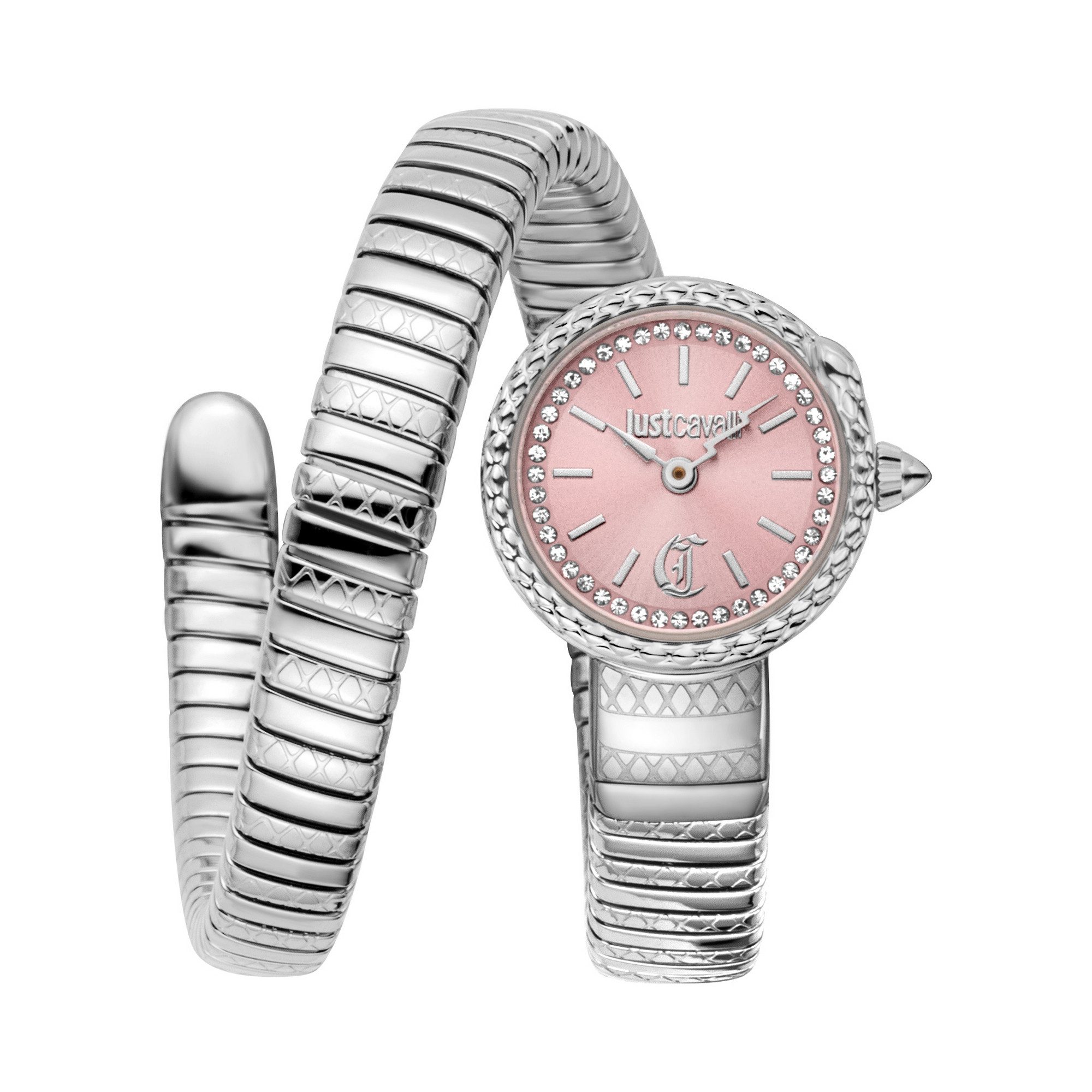 Just Cavalli Time Quarzuhr Signature Snake JC1L351M0015, Armbanduhr, Damenuhr, Edelstahlarmband, analog, Kristallsteine
