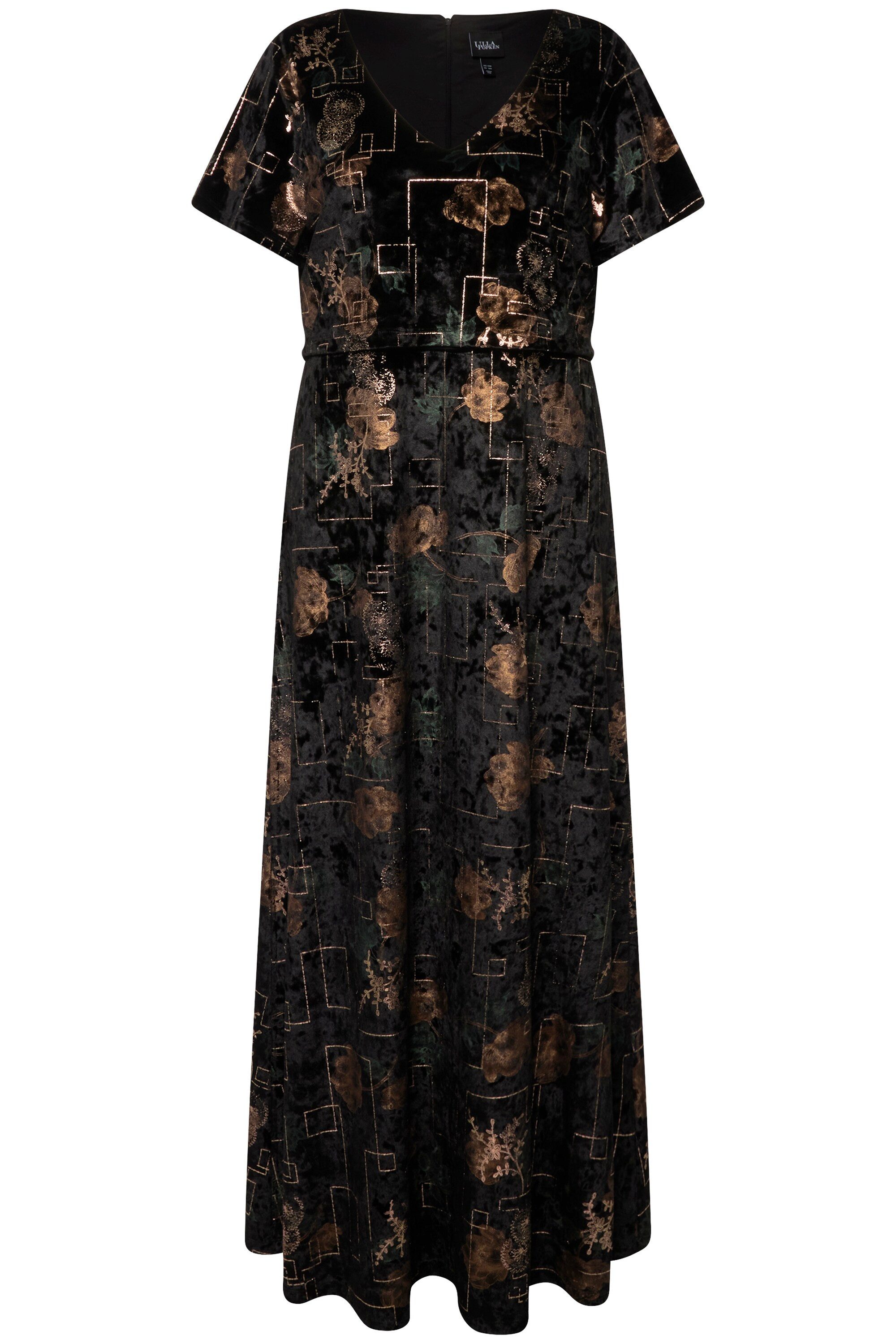Ulla Popken Cocktailkleid Abendkleid Samt V-Ausschnitt günstig online kaufen