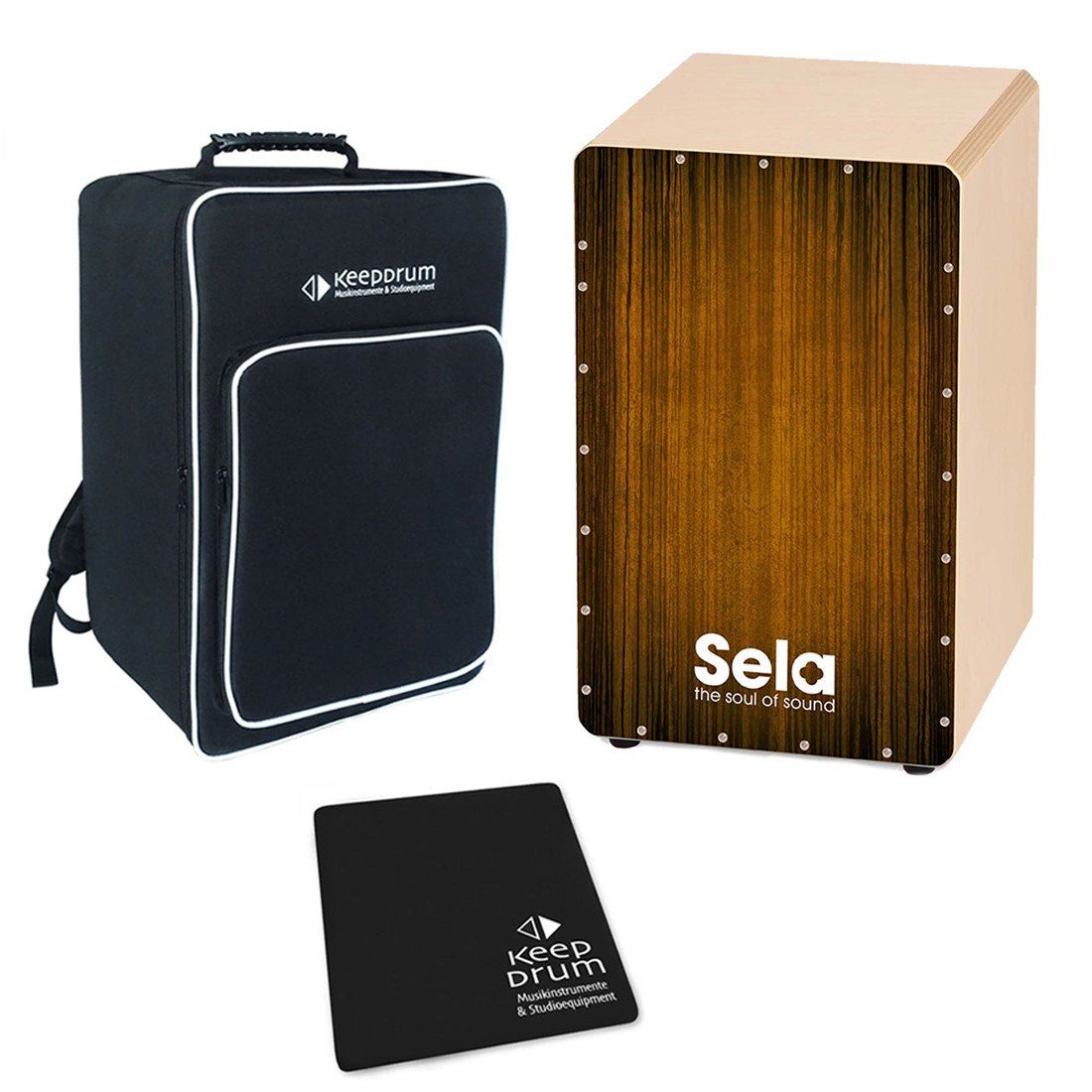 Sela Cajon Sela SE051 Varios Brown Cajon mit Tasche mit Sitzpad, vielseitig