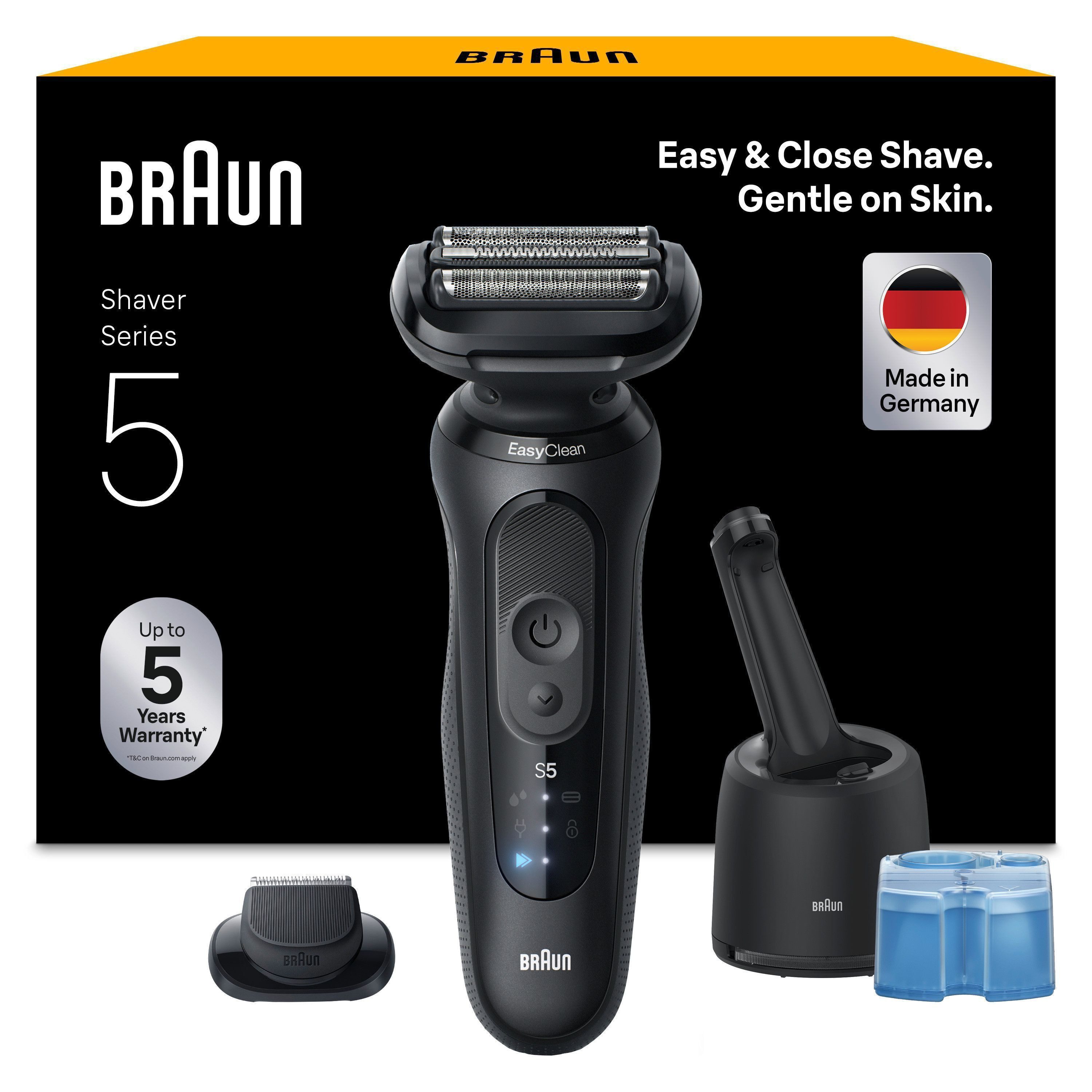 Braun Elektrorasierer Series 5 52-N7200cc, Reinigungsstation, Wasserdichter Folienrasierer, mit Präzisionstrimmer