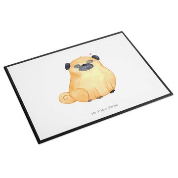 Mr. & Mrs. Panda Schreibtischunterlage Mops - Weiß - Geschenk, Hundeliebe, Schreibtischauflage, Schreibwaren, (1 tlg)