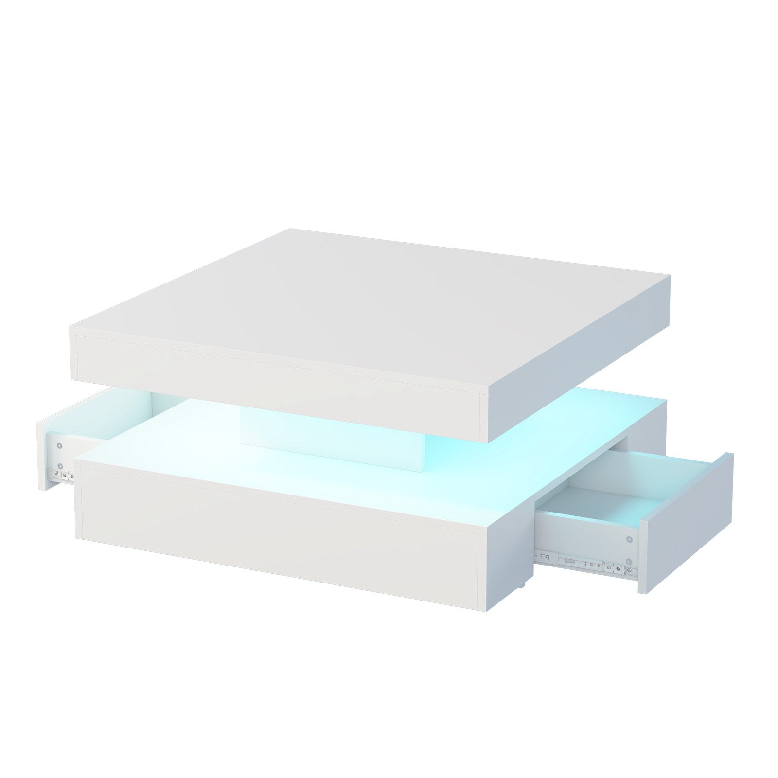radelldar Couchtisch wohnzimmertisch mit 2 Schubladen, LED&Fernsteuerung matt